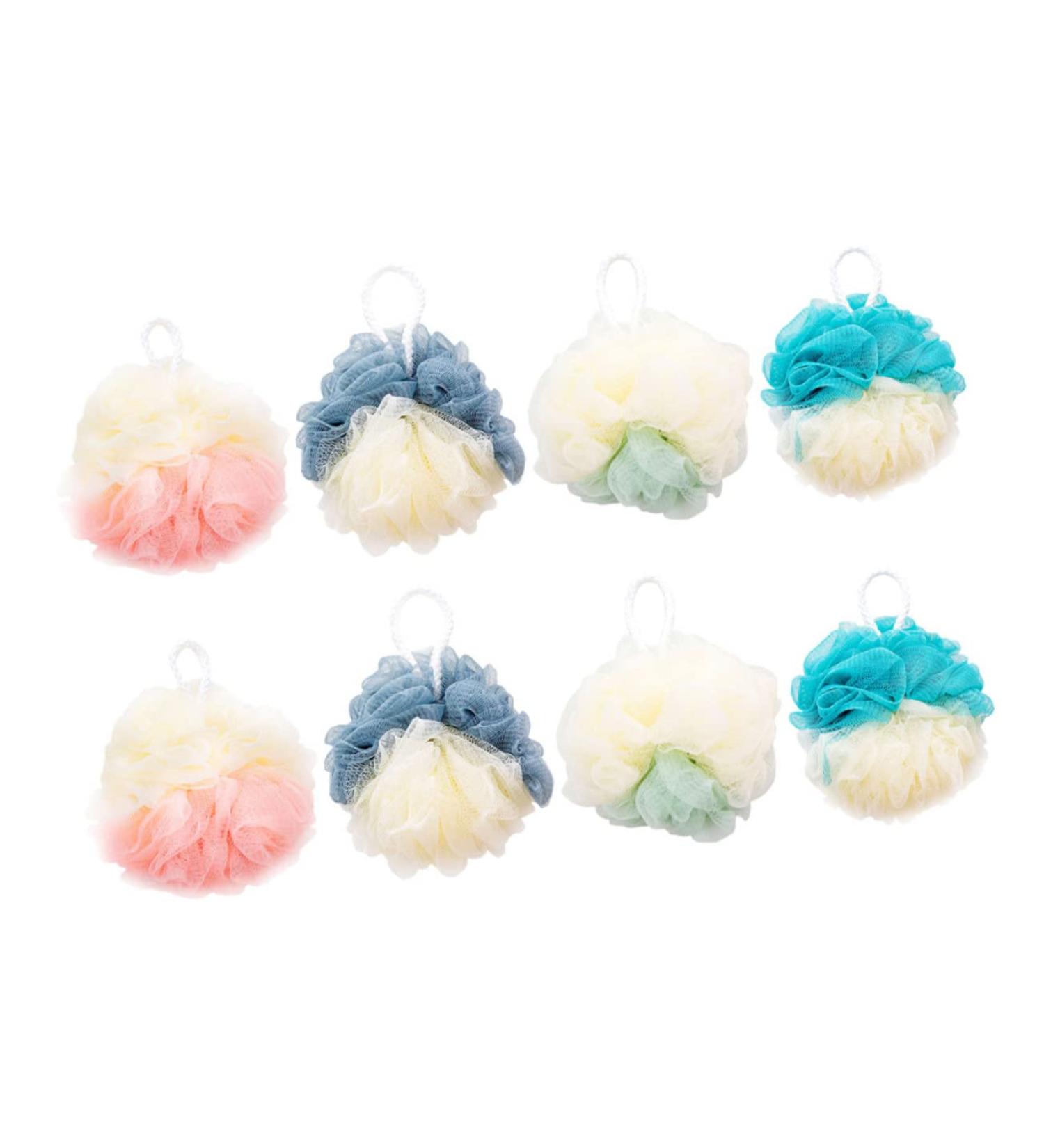 Angoily 8pcs Color Matching Bath Ball & Sponge Set | Body Scrubber Exfoliating Mitts & Shower Accessories for Men - Ideal Beauty Bath Supplies - Buy Online on GoSupps.com