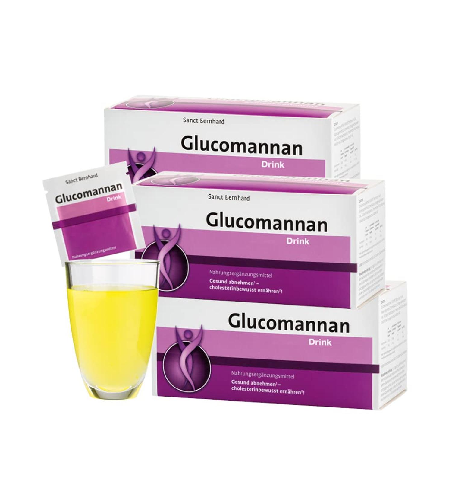Sanct Bernhard Glucomannan drink |Purely vegetable water -soluble fiber from the Asian Konjak root |126 portions 126 portions (3 -pack)