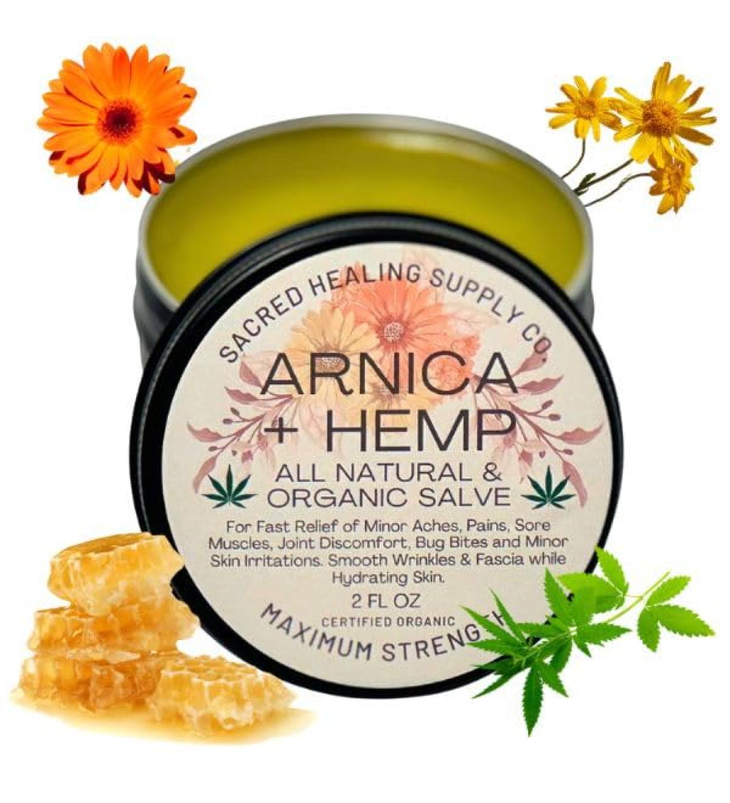 Extra Strength Sacred Healing Arnica + Hemp Organic Salve - 3000MG Pain Relief & Skin Care | Nourishing Soothing Salve Made in the USA - Buy Online on GoSupps.com