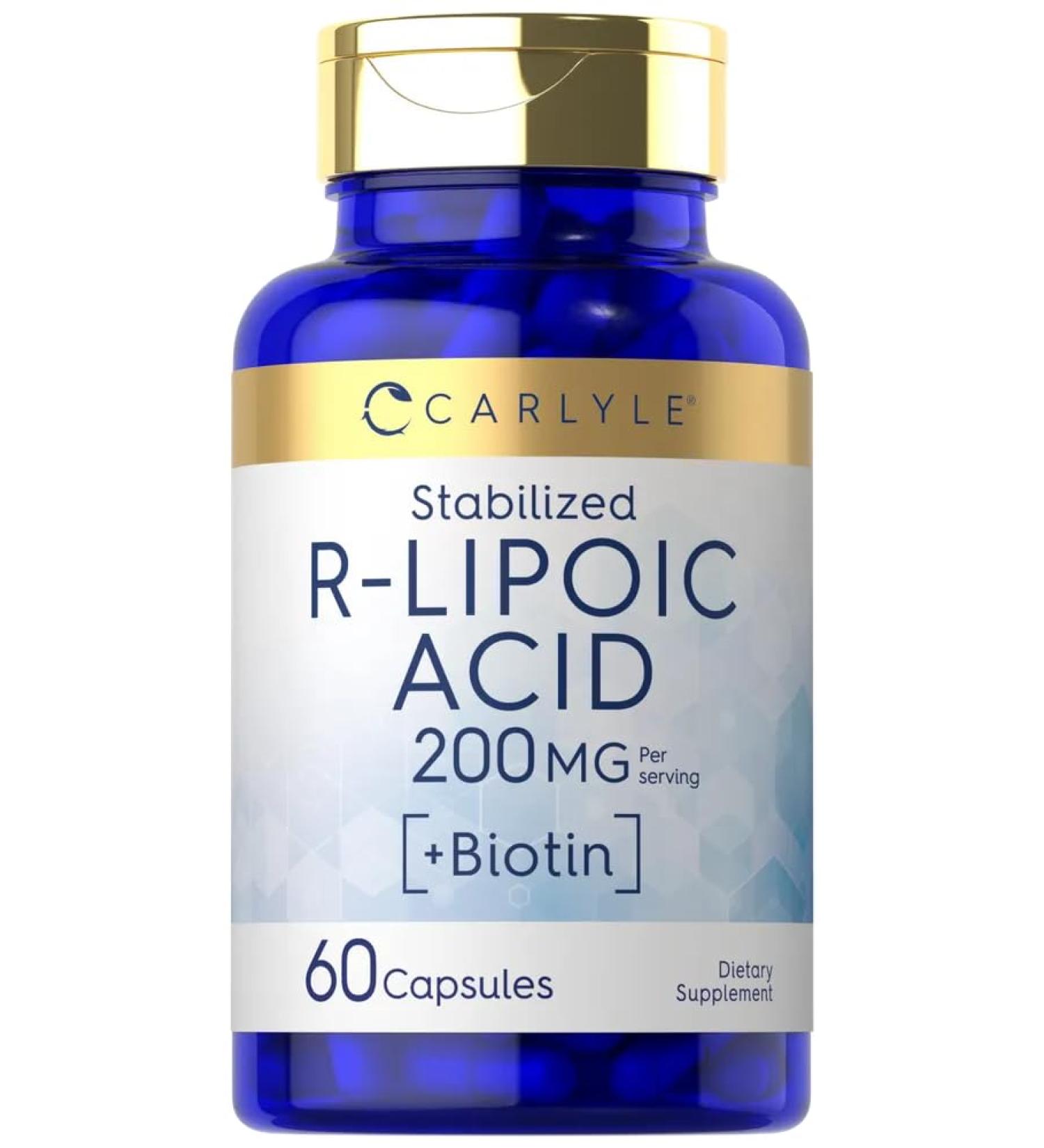 Carlyle R-Lipoic Acid 200mg - 60 Capsules | Stabilized R-Lipoic Acid with Biotin | Non-GMO & Gluten Free - Shop Now - Buy Online on GoSupps.com