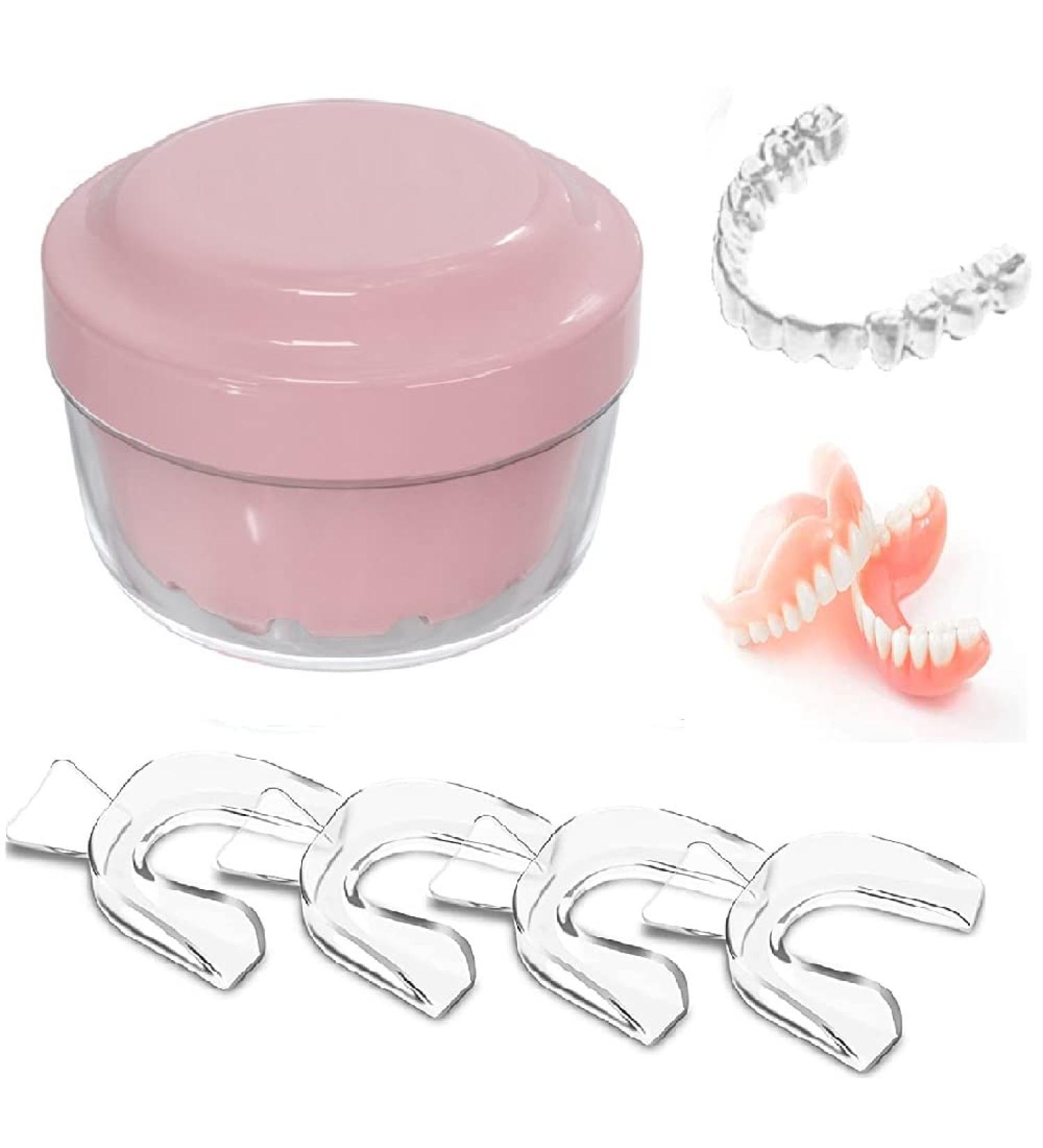 Lomso Cleaning Box for Braces & Dentures - Portable Pink Includes Sieve for Easy Storage & Immersion - Buy Online on GoSupps.com