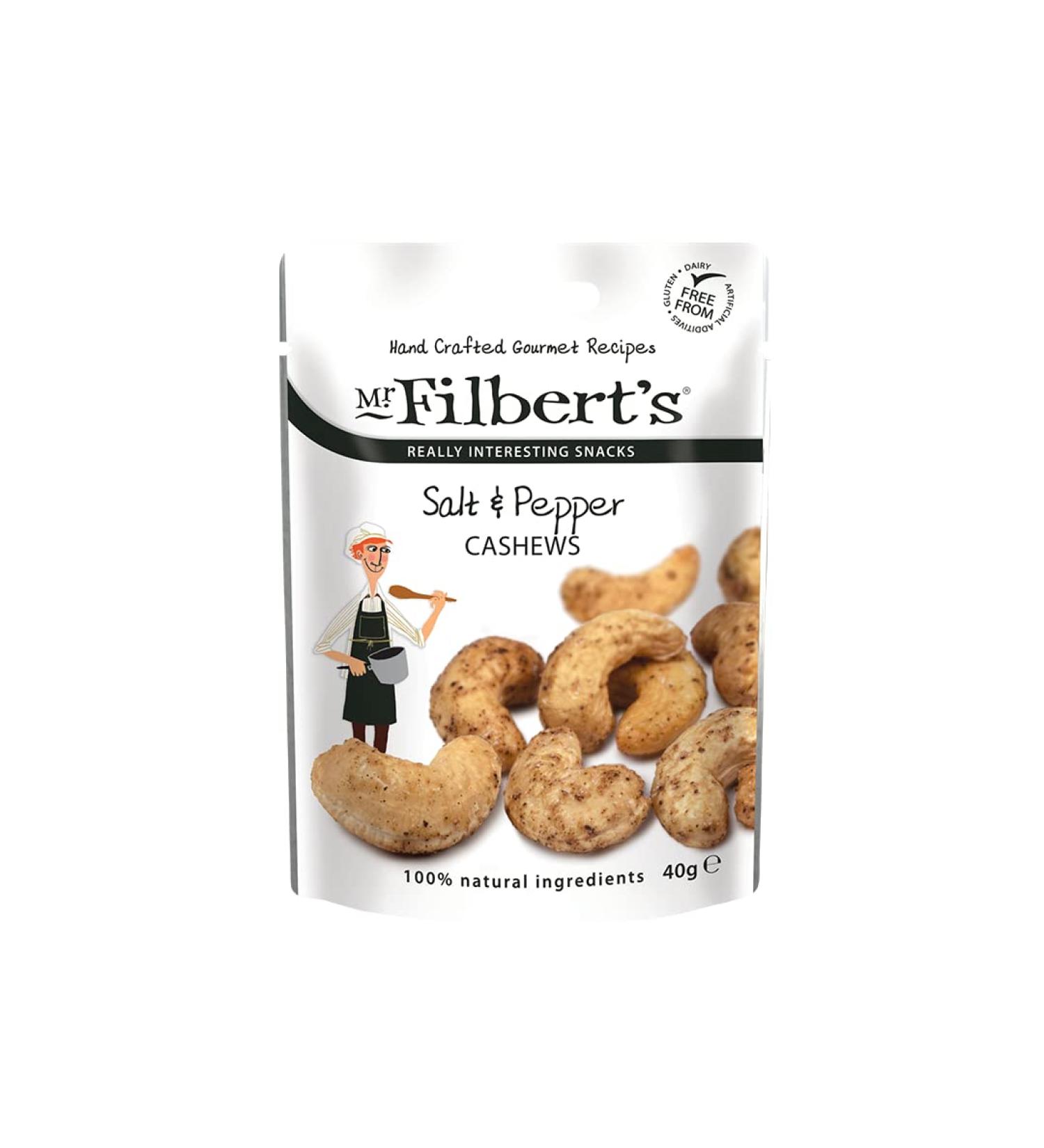 Mr Filbert's Salt & Pepper Cashews 20 x 40g 20 x 40g Salt & Pepper Cashews - Buy Online on GoSupps.com