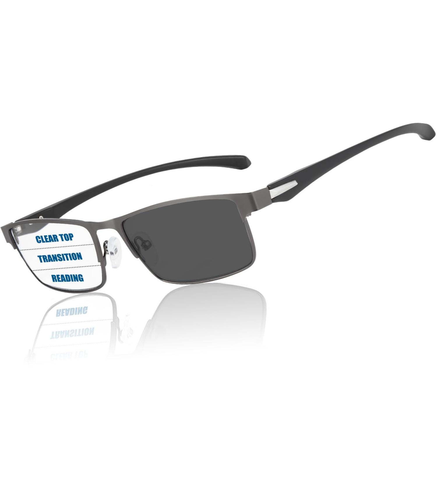 Buy Photochromic Progressive Multifocal Reading Glasses for Men | Transition Blue Light Blocking Computer Readers | Premium Gun 2.5x - Buy Online on GoSupps.com
