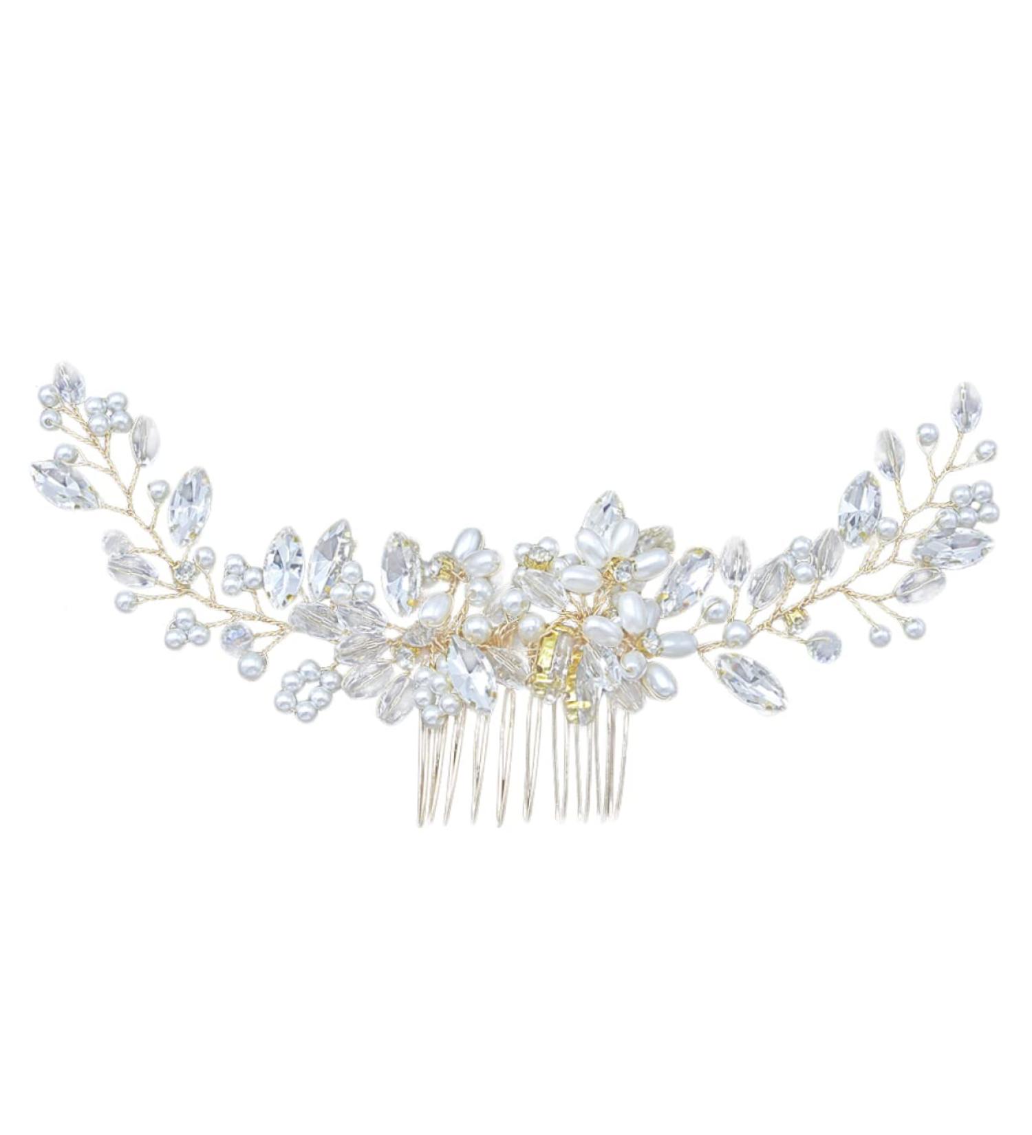 DOITOOL Hair Comb for Bride Wedding Hair Barrette Flower Pearl Comb Bridesmaid Hair Clips Bridal Hair Clips Rhinestone Hair Comb Bridal Hair Comb Clip Wedding Hair Comb Accessories Dress - Buy Online on GoSupps.com