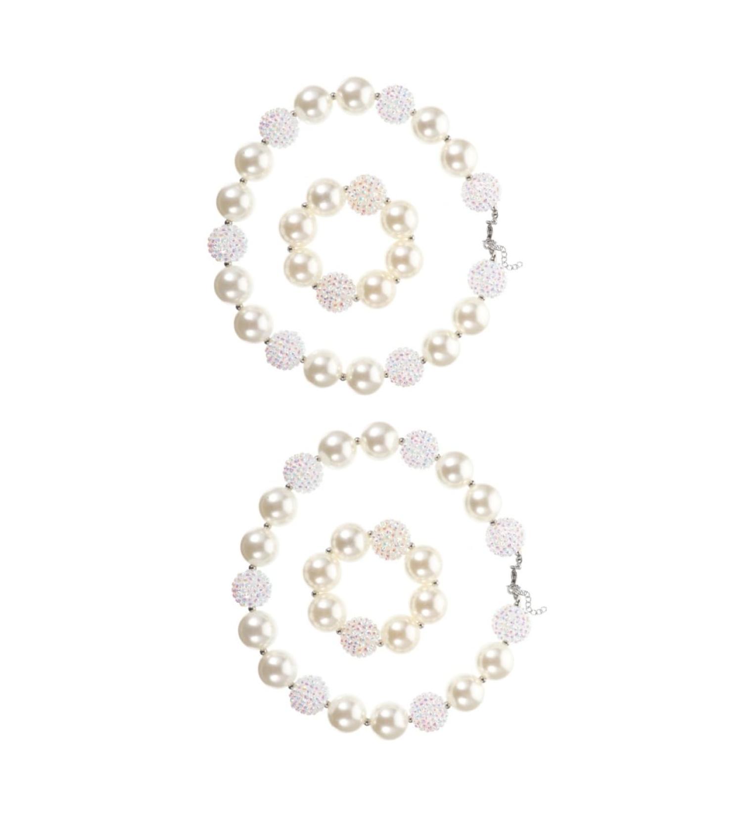 ibasenice 2 Sets Necklace Set Pearl Bracelets Pearls Necklace Pearl Choker Kid Toy Jewelry for Kids Kid Suit Necklace for Kids Suit for Kids Kid Bracelets White Girl Child Acrylic - Buy Online on GoSupps.com