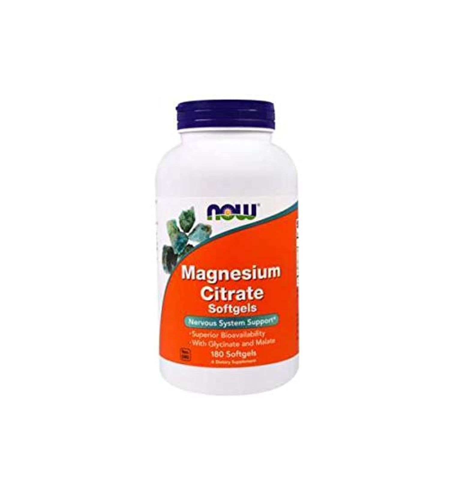 NOW Foods Magnesium Citrate 134mg Softgels - 180 Count (Pack of 1) - Buy Online on GoSupps.com