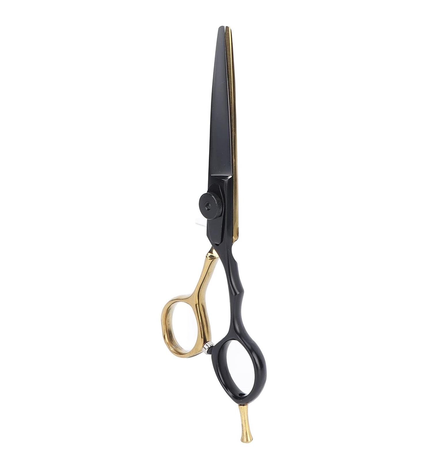 Qukaim Salon Scissors Hair Scissors Stainless Steel 5.5 Inch Hairdressing Scissors for Salon Portable Black Gold Flat Scissors - Buy Online on GoSupps.com