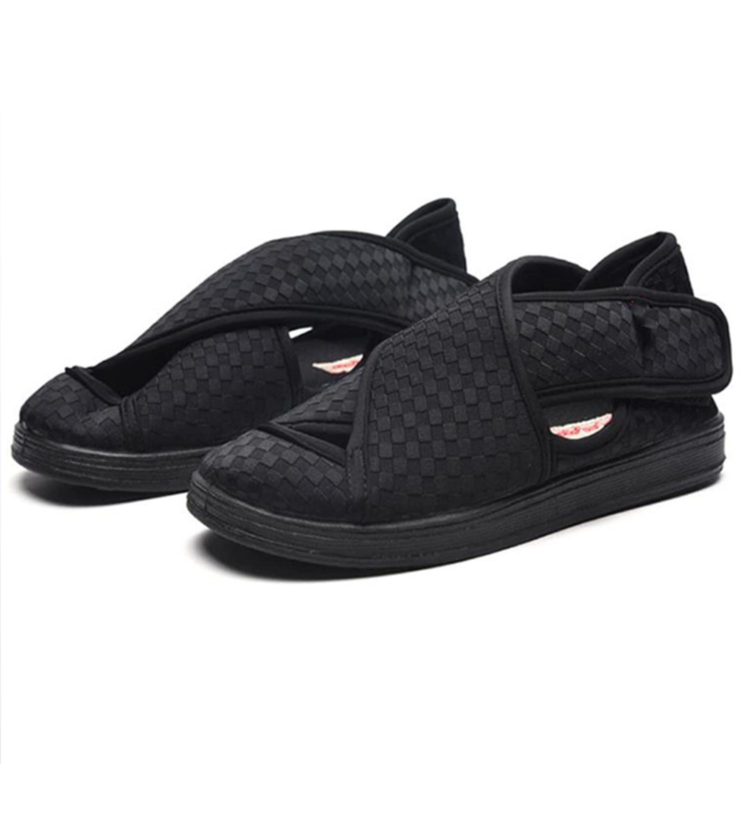 KXSM Extra Wide Diabetic Slippers for Arthritis Edema Swollen Feet - Adjustable Closure Orthopedic Footwear for Home - Comfy Pen Toe Sandals, Black, Size 38 - Buy Online on GoSupps.com