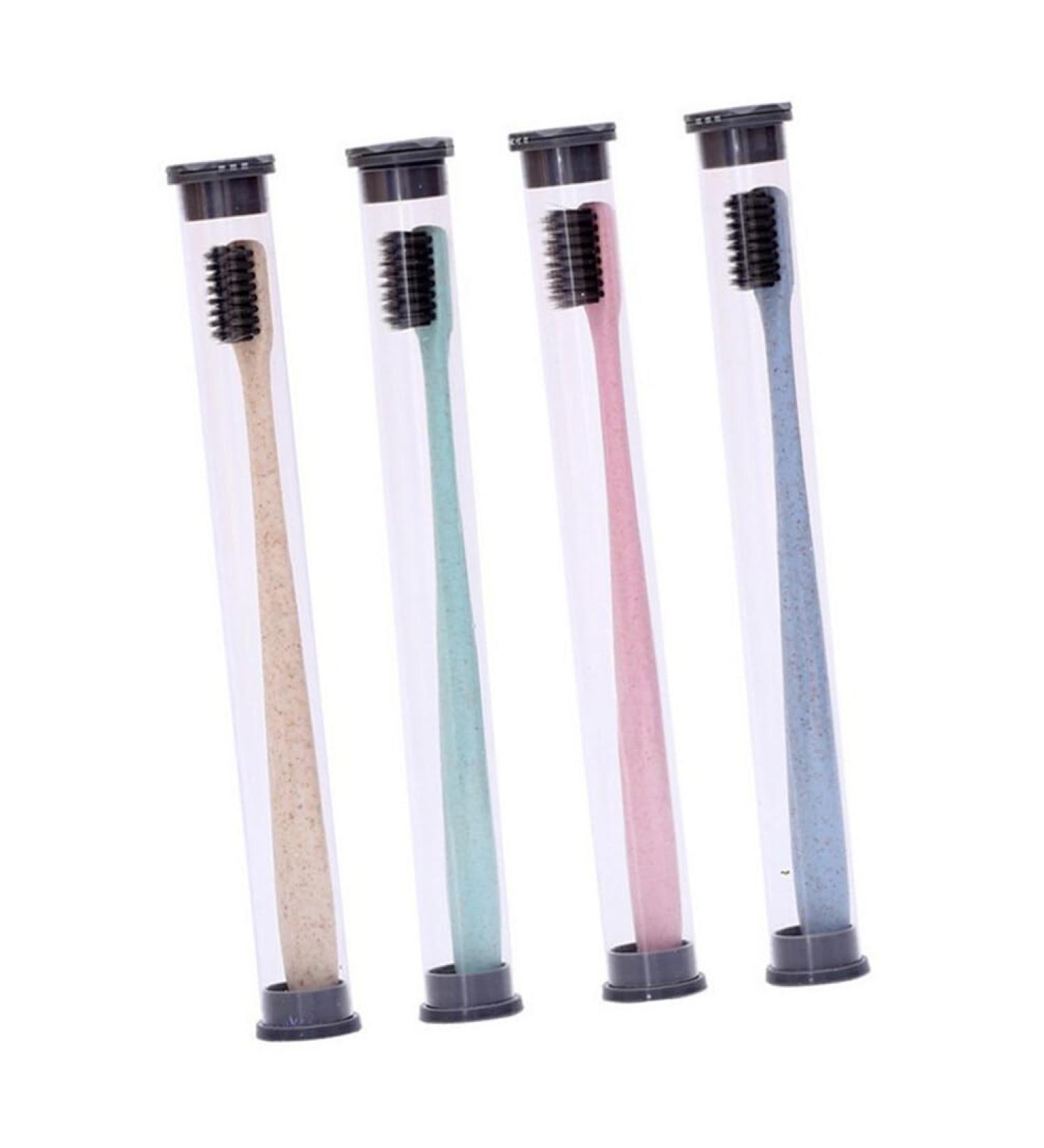 Healeved 4 pieces toothbrush with soft bristle adult toothbrush light toothbrushes from bamboo comfortable toothbrush portable round tube