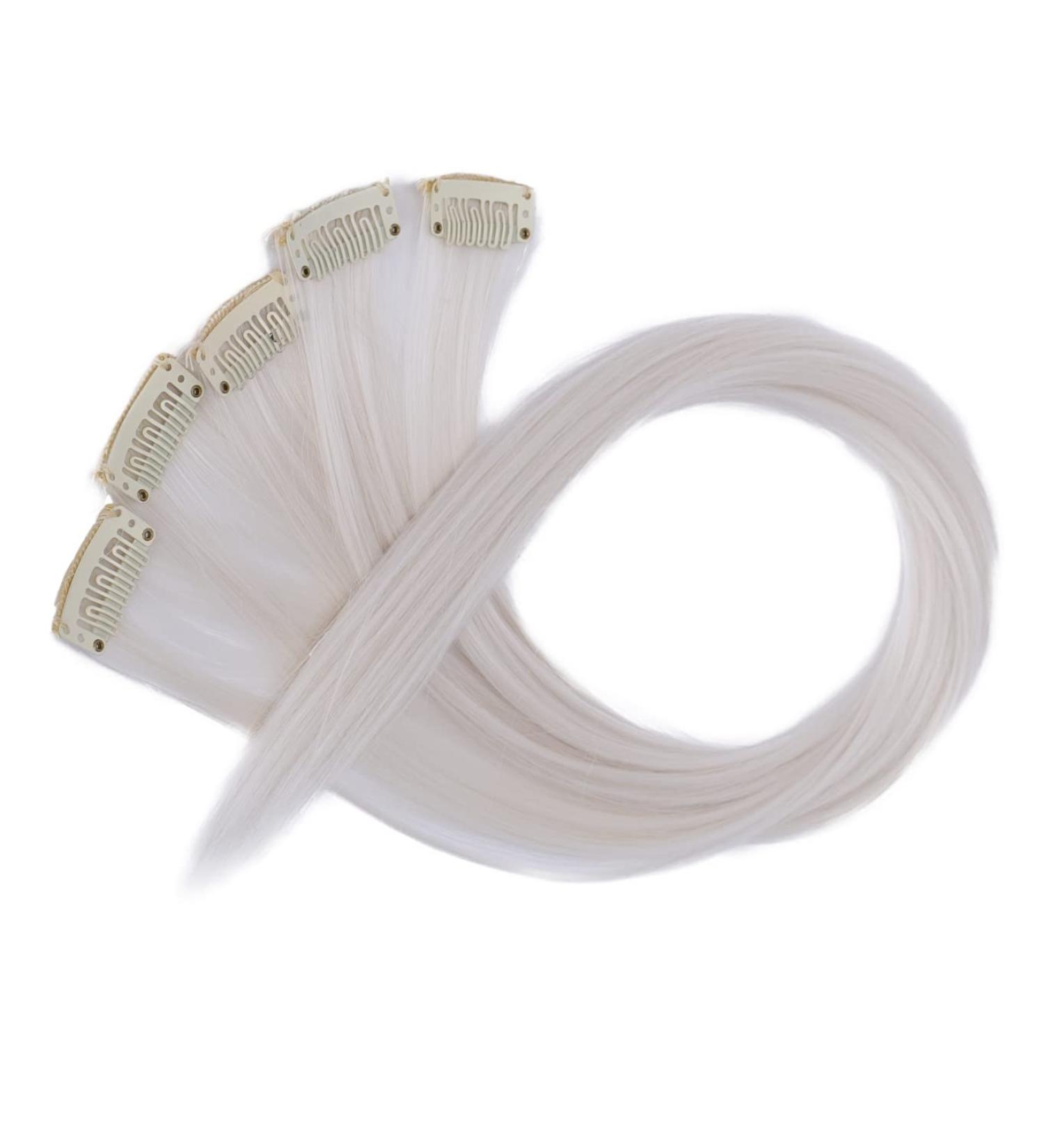 CAISHA 22'' 5 Pieces Colorful Highlights Clip In Extensions Hair Extension Straight Long Hairpiece White Blonde BST115 white blonde #1001 BST115