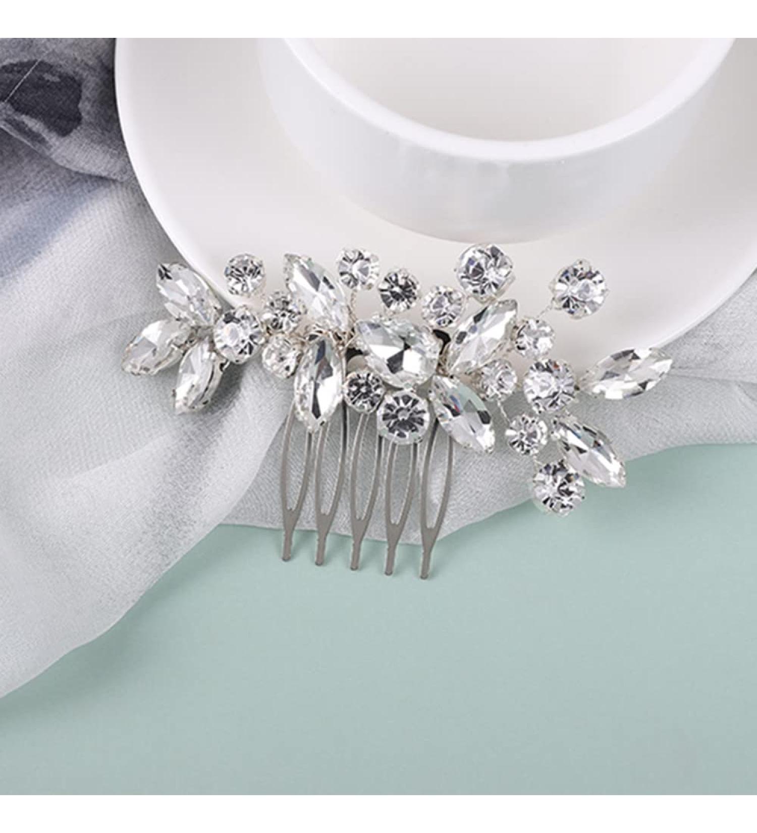Norhogo Bride Wedding Hair Jewelry | Crystal Flower Headdress & Accessories for Women and Girls (Silver) - International Shipping Available - Buy Online on GoSupps.com