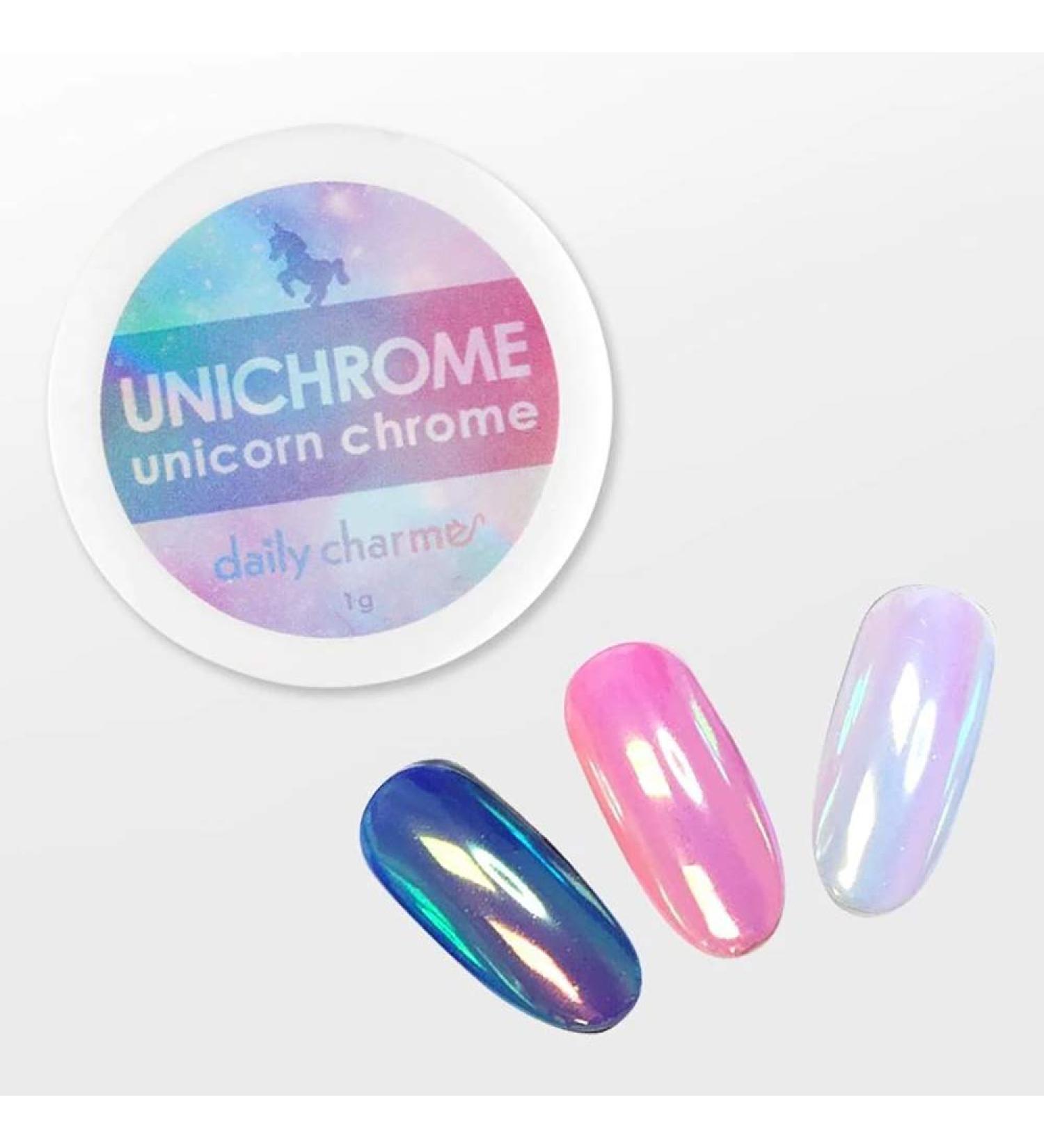 Daily Charme Aurora Unichrome Unicorn Nail Chrome Powder (Aurora) 1g Mermaid Aurora Nail Powder Mermaid Pigment Pearlescent Nail Art Decoration Home DIY/Nail Salon Manicure