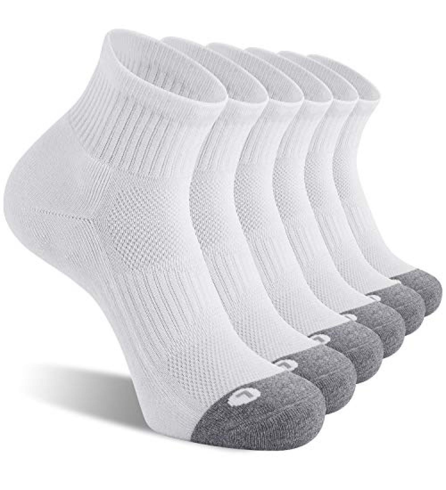 FITRELL 6 Pack Men's Athletic Ankle Socks Cushioned Sports Running Socks - White, Size 9-12 - Buy Online on GoSupps.com