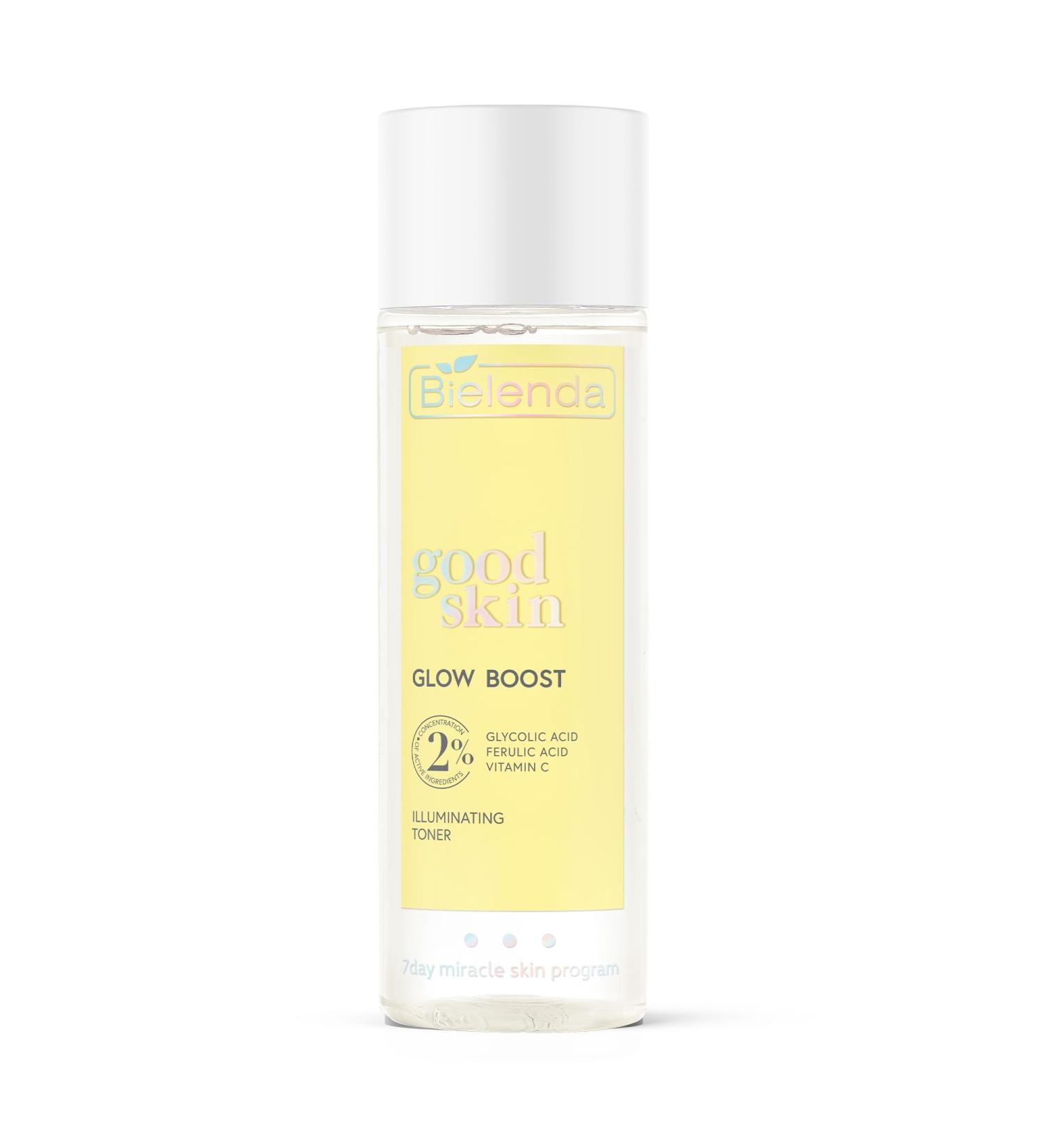 Bielenda Good Skin Glow Boost Brightening Toner Face Lotion with Vitamin C Glycolic Acid and Ferulic Acid Firms Skin All Skin Types 200 ml - Buy Online on GoSupps.com