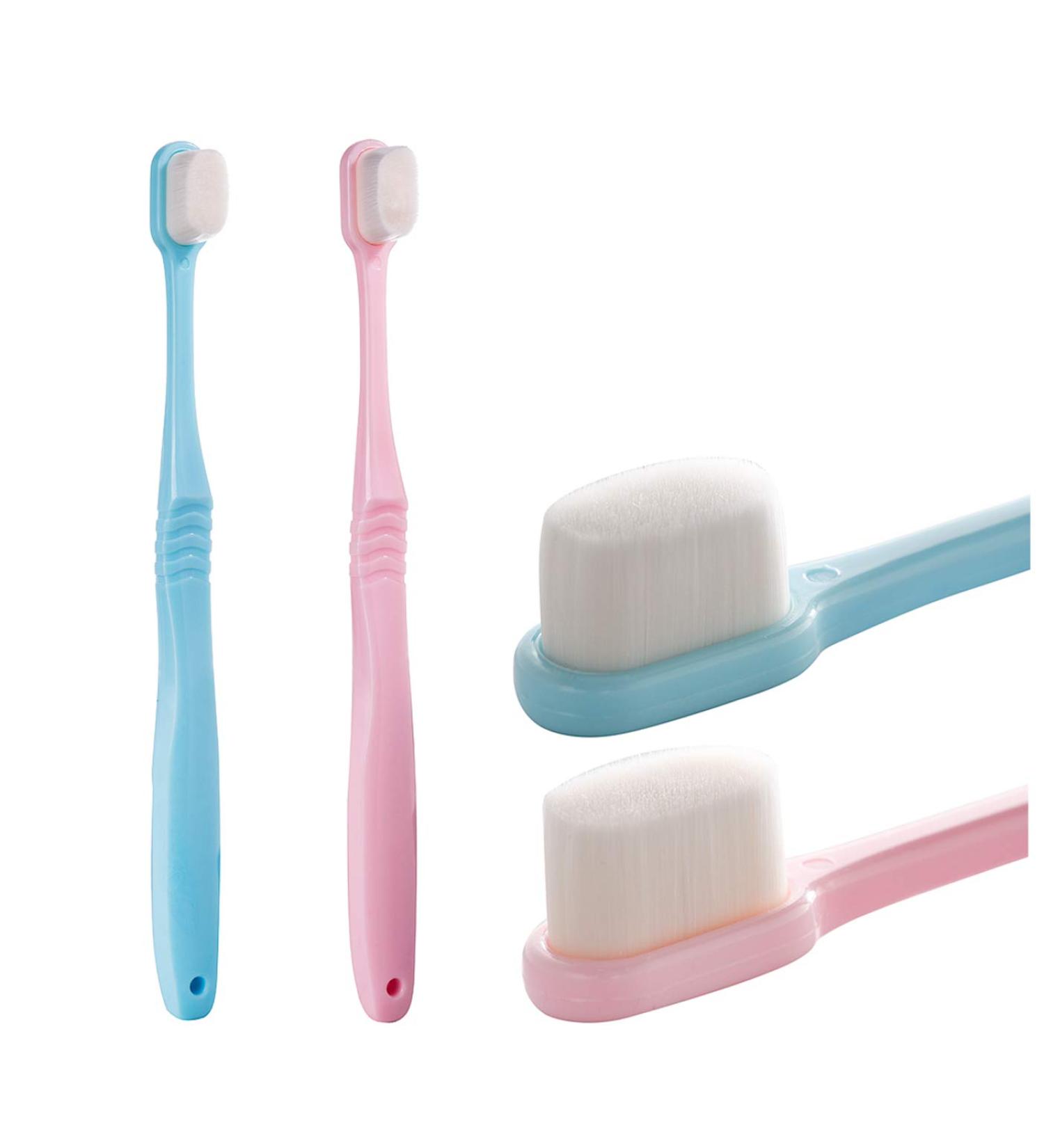 DI QIU REN Extra Soft Toothbrush for Sensitive Gums - 10000 Soft Floss Bristles for Gentle Cleaning | Manual Toothbrush - Blue & Pink - Ideal for Gum Care - Buy Online on GoSupps.com