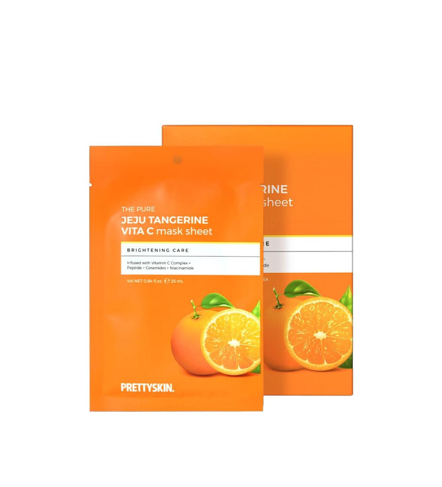 Buy PS.PRETTYSKIN Jeju Tangerine Vitamin C Facial Mask Sheet - Pack of 10 | Moisturizing Soothing Korean Skincare with Panthenol Adenosine & Niacinamide - International Shipping Available - Buy Online on GoSupps.com