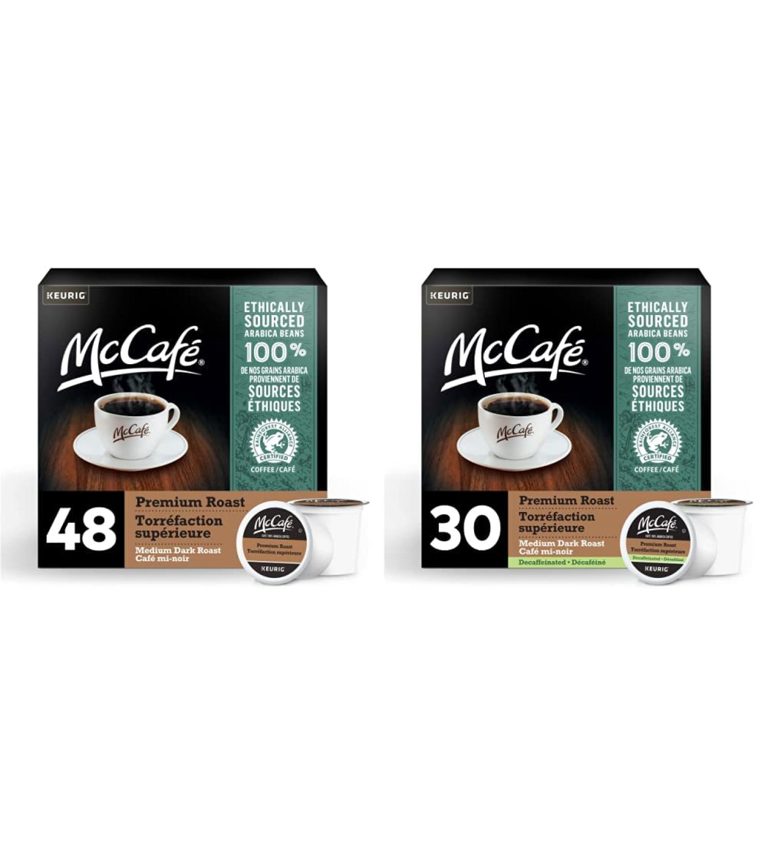 McCaf Premium Medium Dark Roast K-Cup Coffee Pods 48 Count For Keurig Coffee Makers & McCaf Premium Medium Dark Roast Decaf K-Cup Coffee Pods 30 Count For Keurig Coffee Makers - Buy Online on GoSupps.com