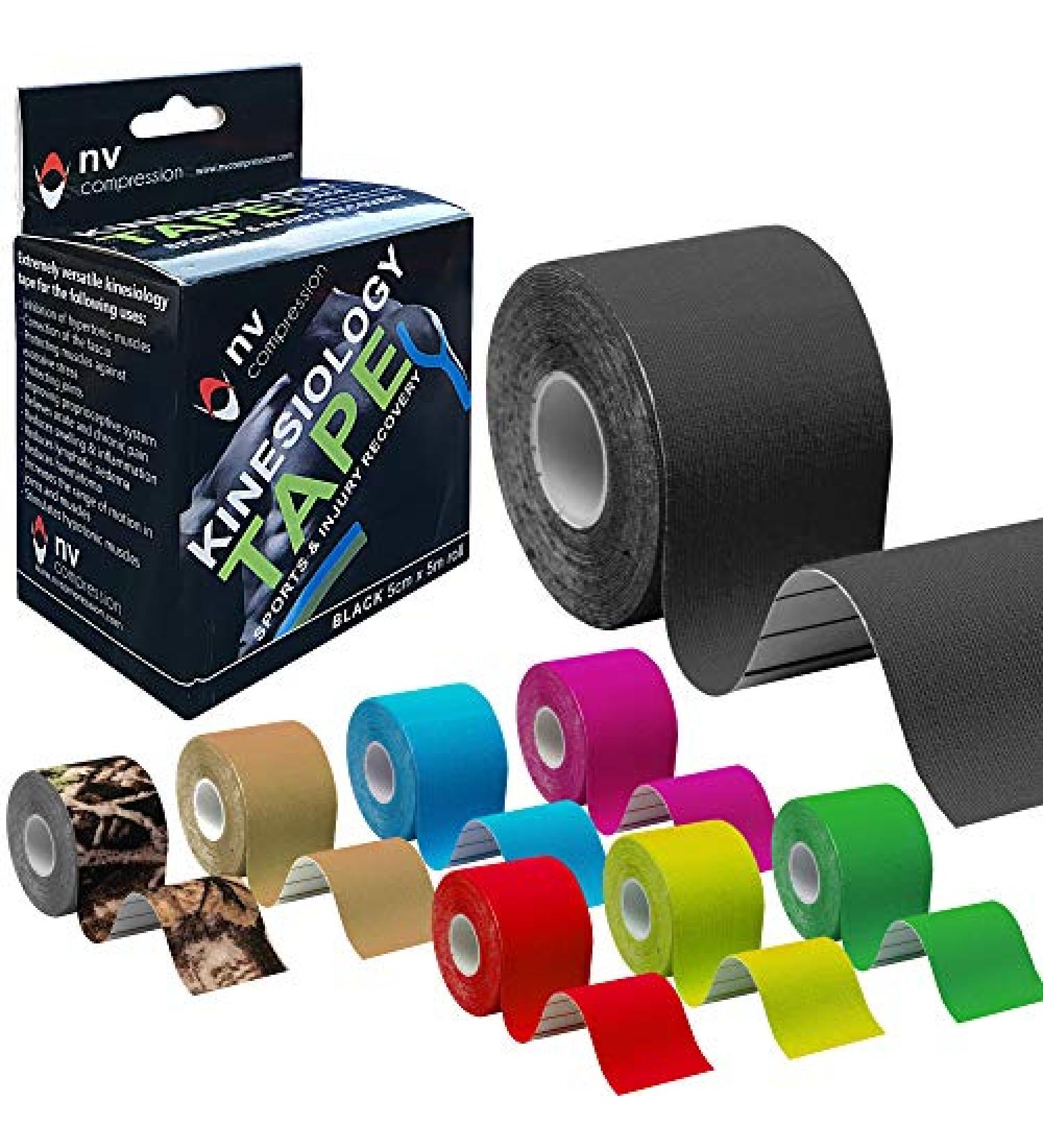 NV Compression Kinesiology Tape | 5m Roll for Exercise, Sports & Injury Recovery - Red - Buy Online on GoSupps.com