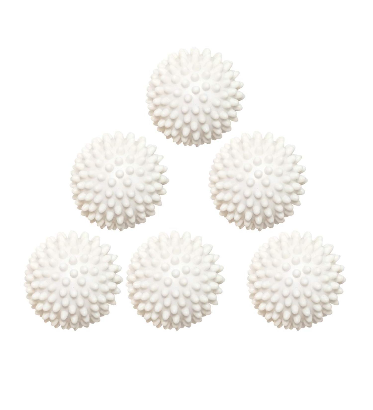 Reusable Dryer Balls for Laundry Anti-Static Fabric Softener 6 Pack (White)