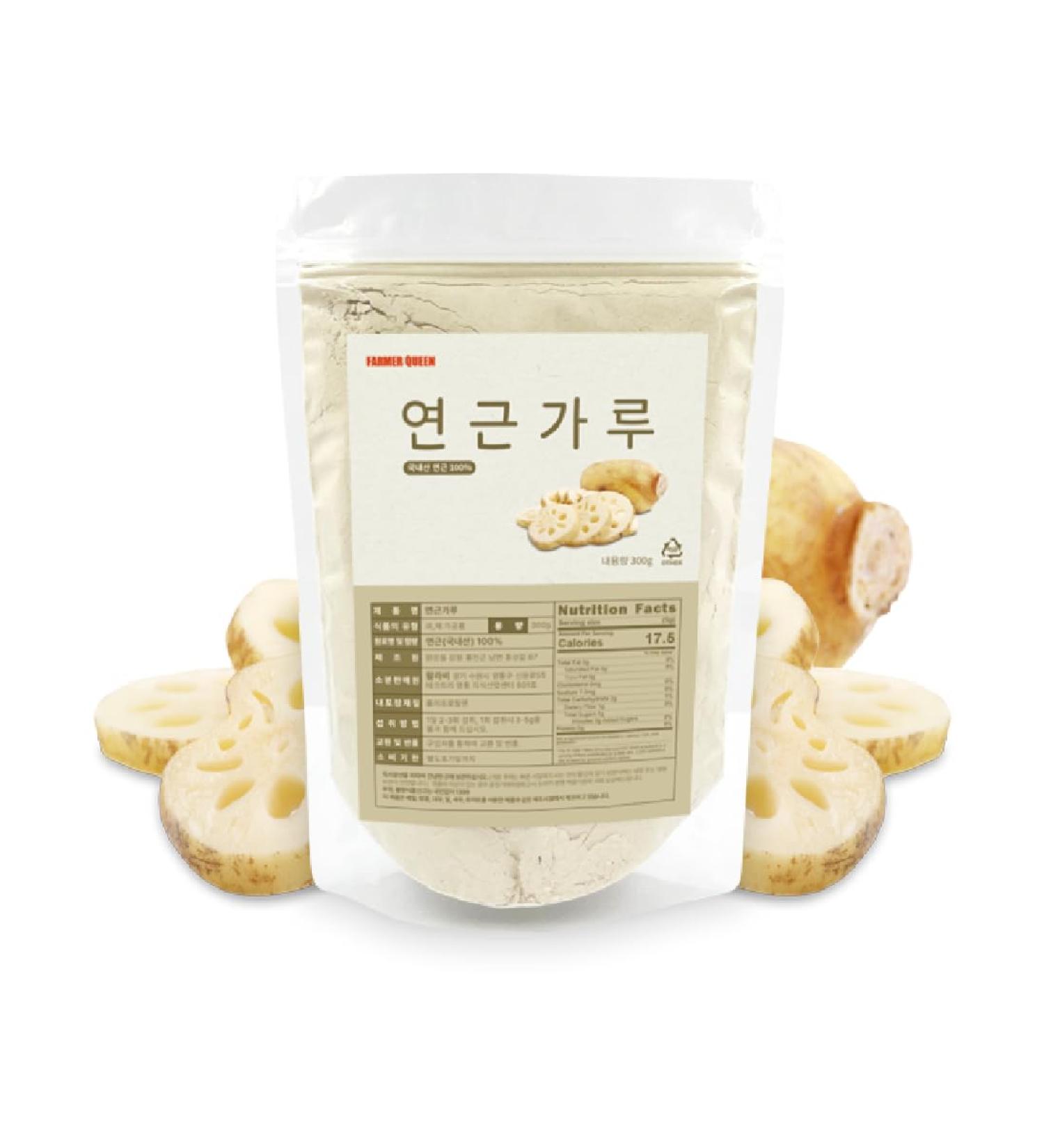 Korean Lotus Root Powder 300g - Rich in Amino Acids Vitamins B & C Perfect for Baking & Drinks - International Shipping Available - Buy Online on GoSupps.com