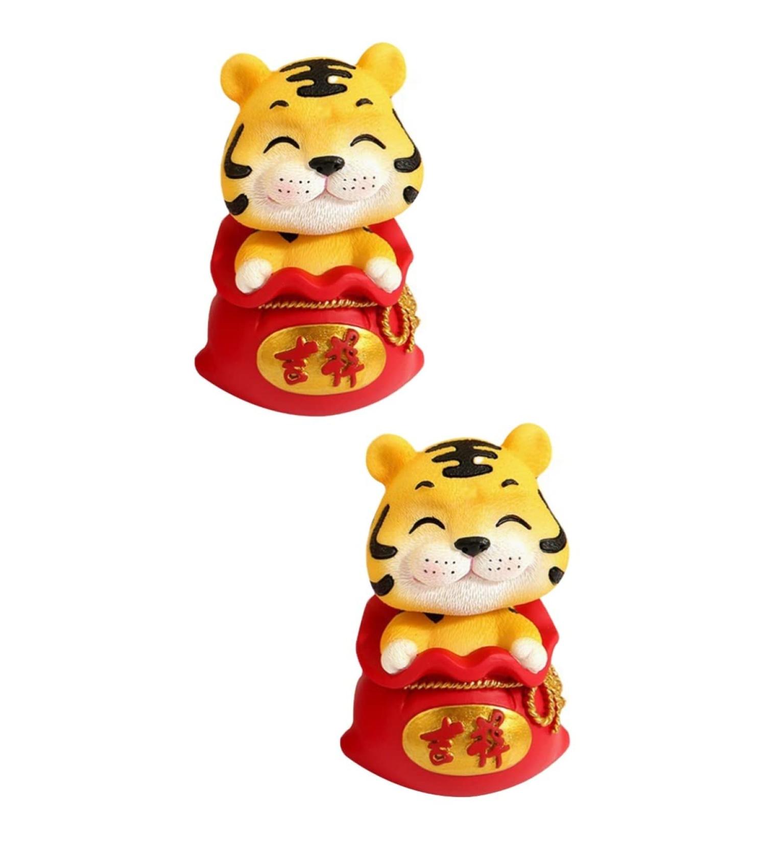 Beavorty 2 Pcs Year of The Tiger Bobble Head Ornament Festive Tiger Toy Wild Car Ornaments Dashboard Animal Doll Good Luck Figurines Desktop Ornaments Spring To Rotate Souvenir Cake Resin Red 1x2pcs 6X6X9.5CMx2pcs - Buy Online on GoSupps.com