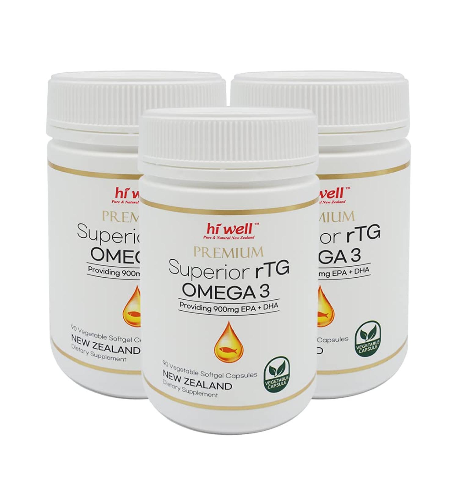 (Pack of 3) Hi Well Premium Superior rTG Omega 3 90Vegetable Softgel Capsules - Buy Online on GoSupps.com
