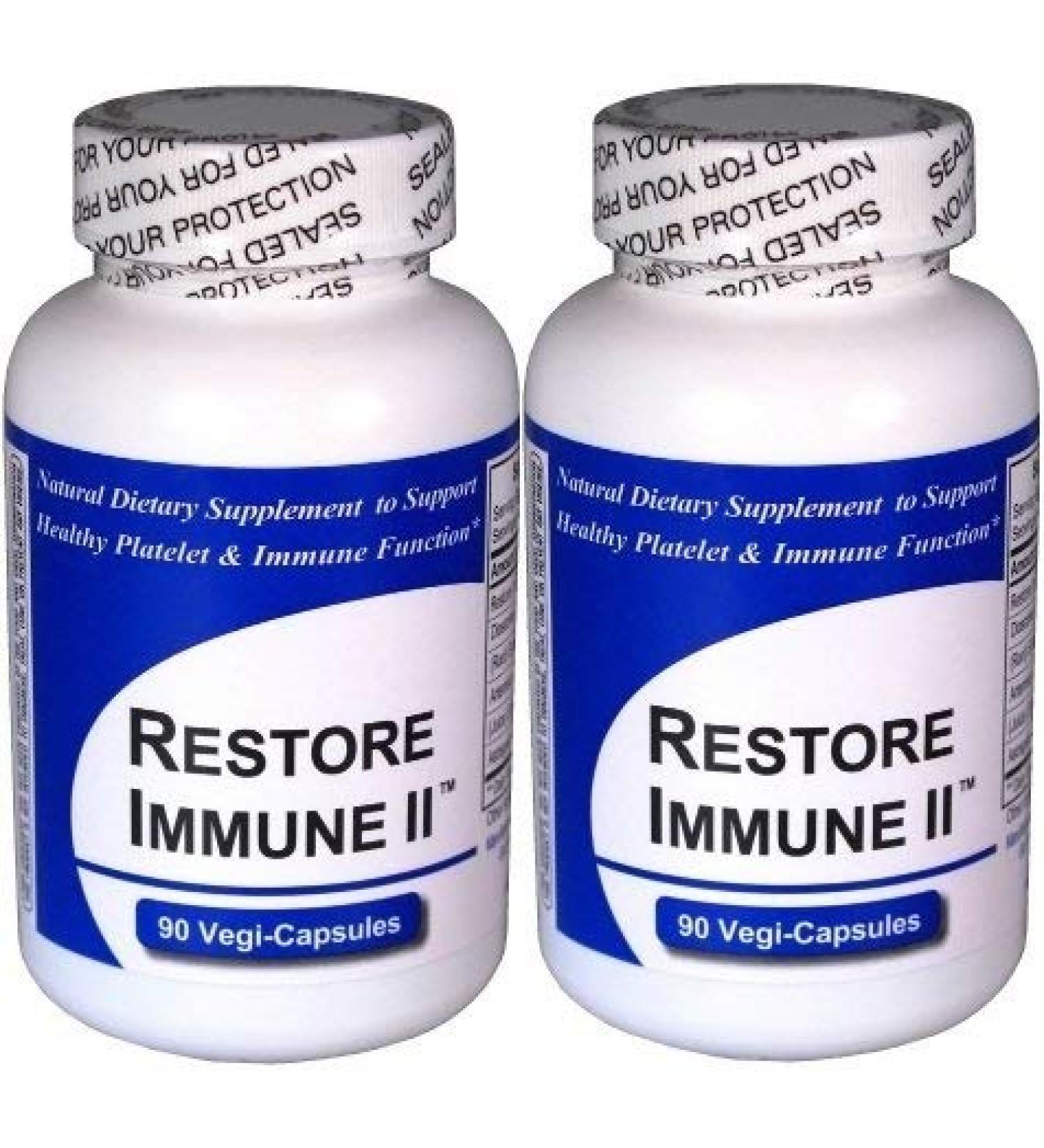 Restore Immune II (2-Pack contains a total of 180 capsules) CONTAINS NO "Beef Bovine Gelatin Capsules" or Common Fillers like Silicon Dioxide or Magnesium Stearate*- We use Kosher & Vegetarian Caps