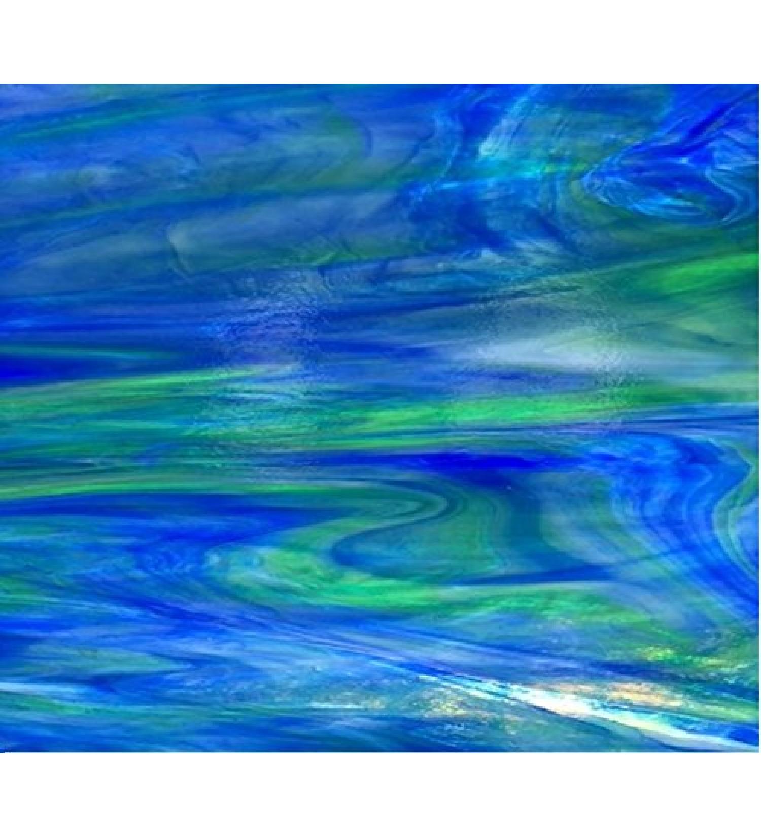 Green/Blue Wispy Opal - Stained Glass Sheet