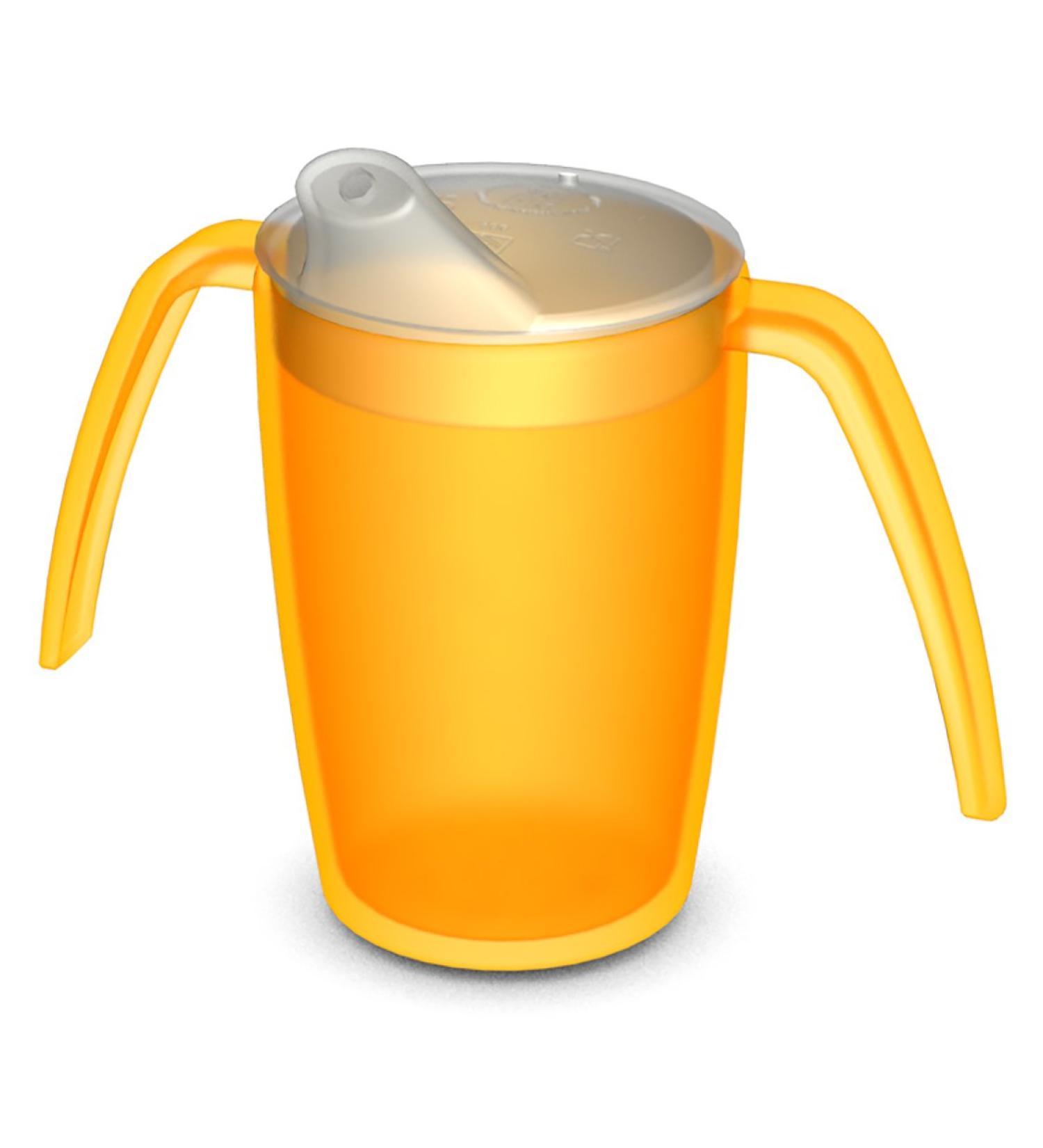 Ornamin 2 Handled Mug 220ml Yellow with Spouted Lid - Ergonomic Plastic Mug for Shaky Hands - Care Feeding Cup - Buy Online on GoSupps.com