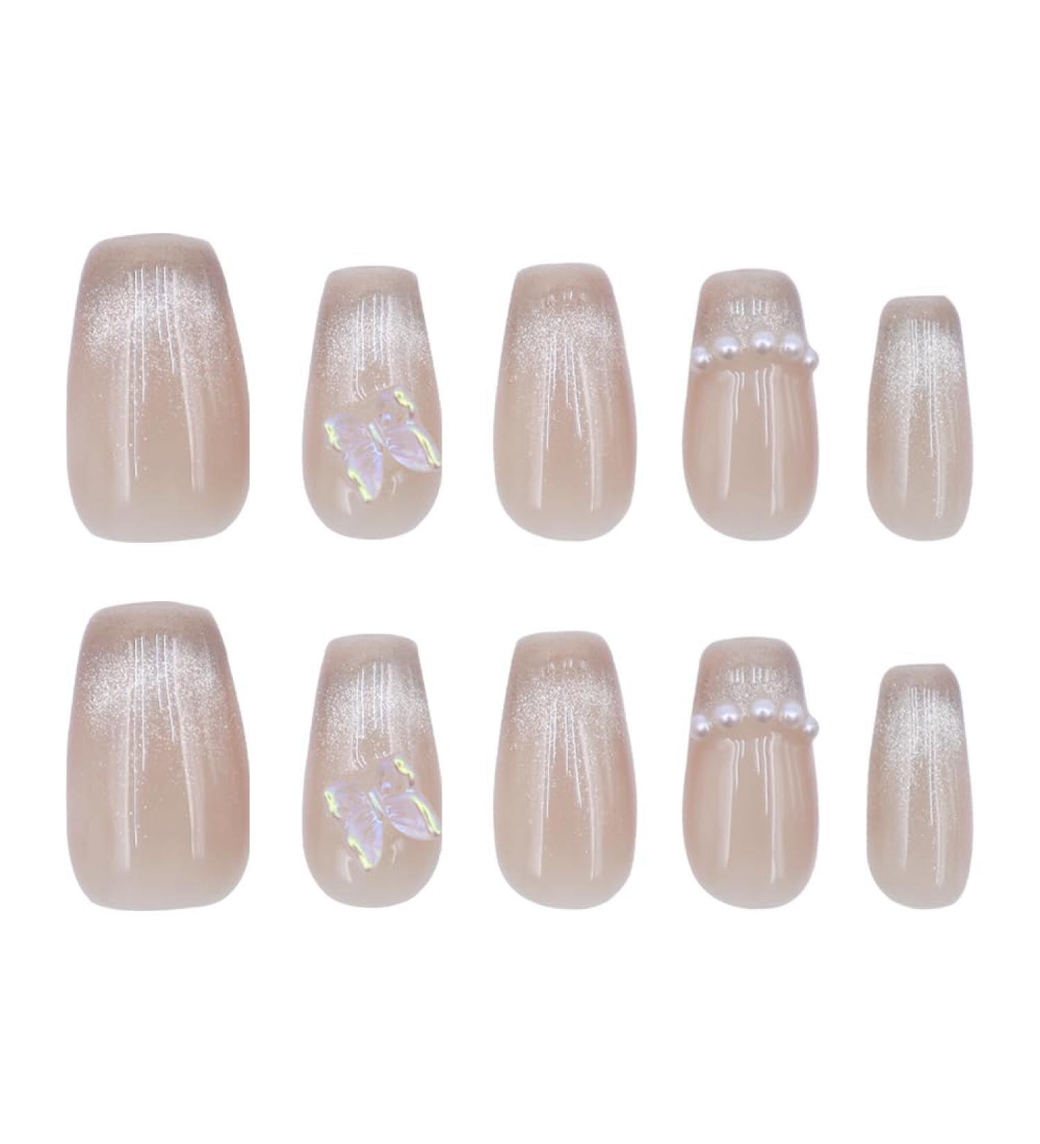 ieron Cat Eyes Cured Nail Wraps Self-Adhesive Gel Nail False Nails with Butterfly Removable Glue on Nails for Girls Glitter Nail Tips (S) - Buy Online on GoSupps.com