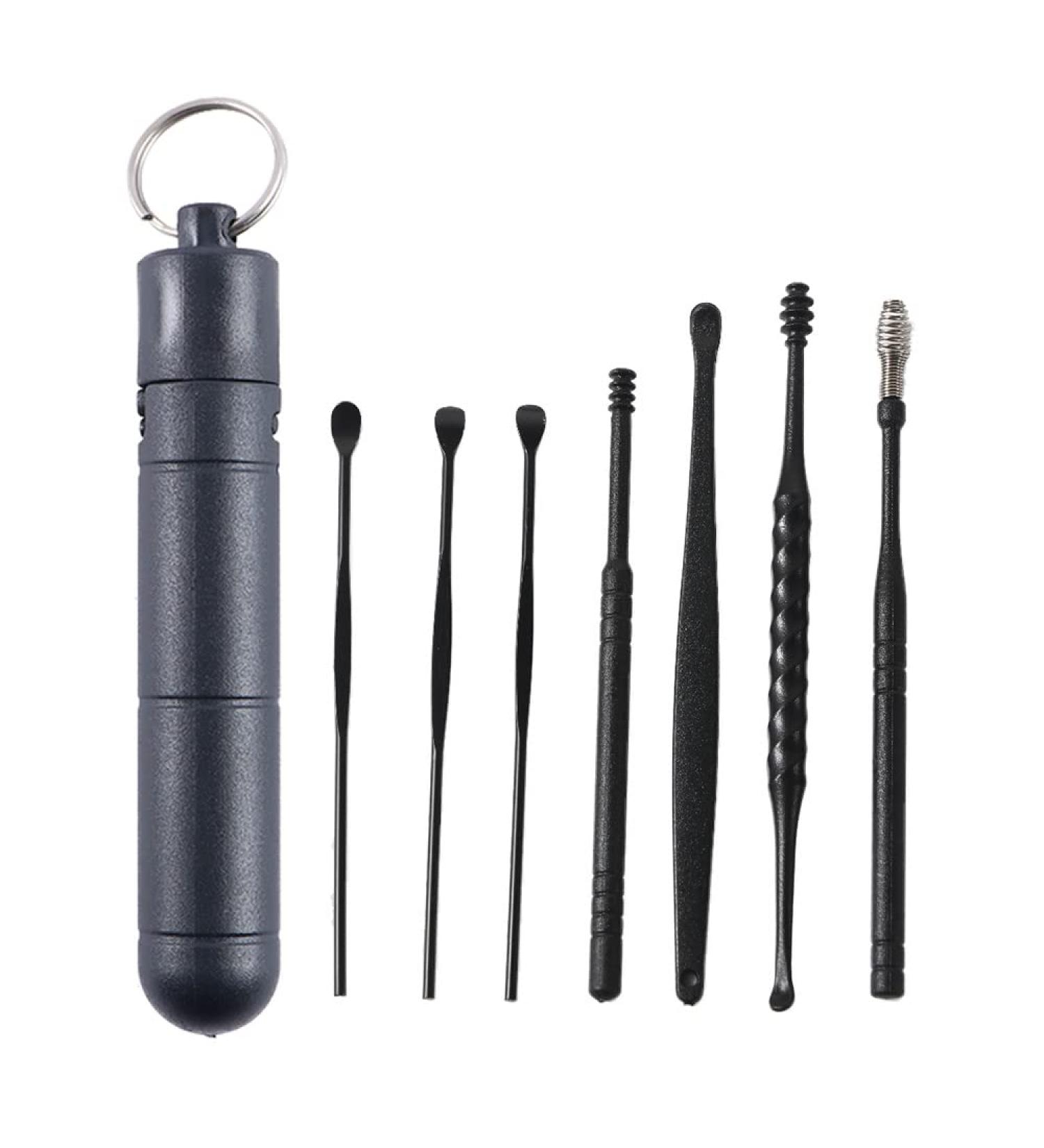Stainless Steel Ear Cleaning Kit with Storage Case - Spiral Dual-end Wax Remover and Massage Spoon for Ear Care - Buy Online on GoSupps.com
