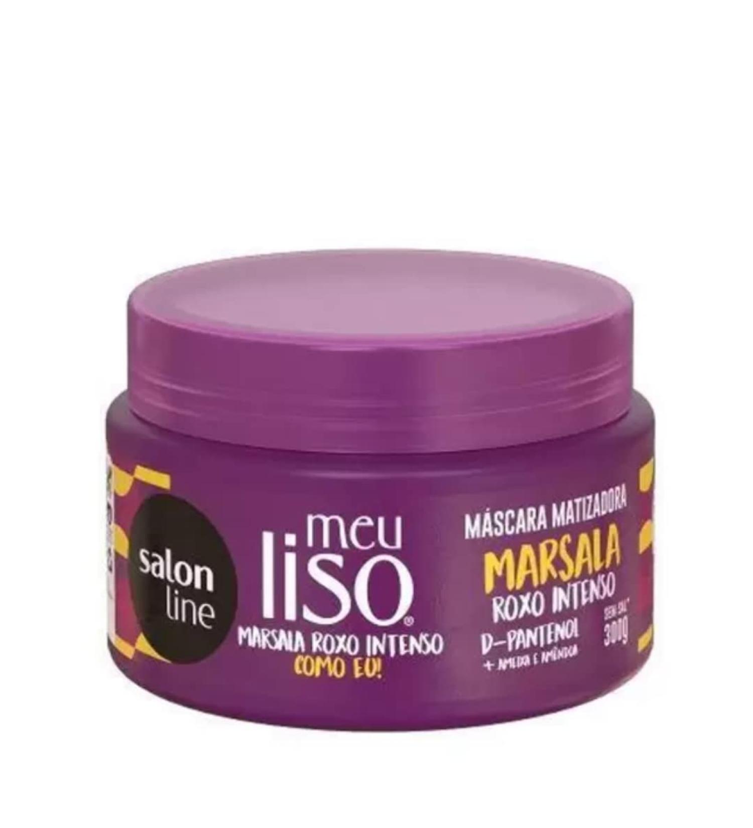 Salon Line - Linha Meu Liso (Roxo Intenso) - Mascara Matizadora Marsala 300 Gr - (My Straight (Intense Purple) Collection - Marsala Brassiness Control Mask Net 10.58 Oz)