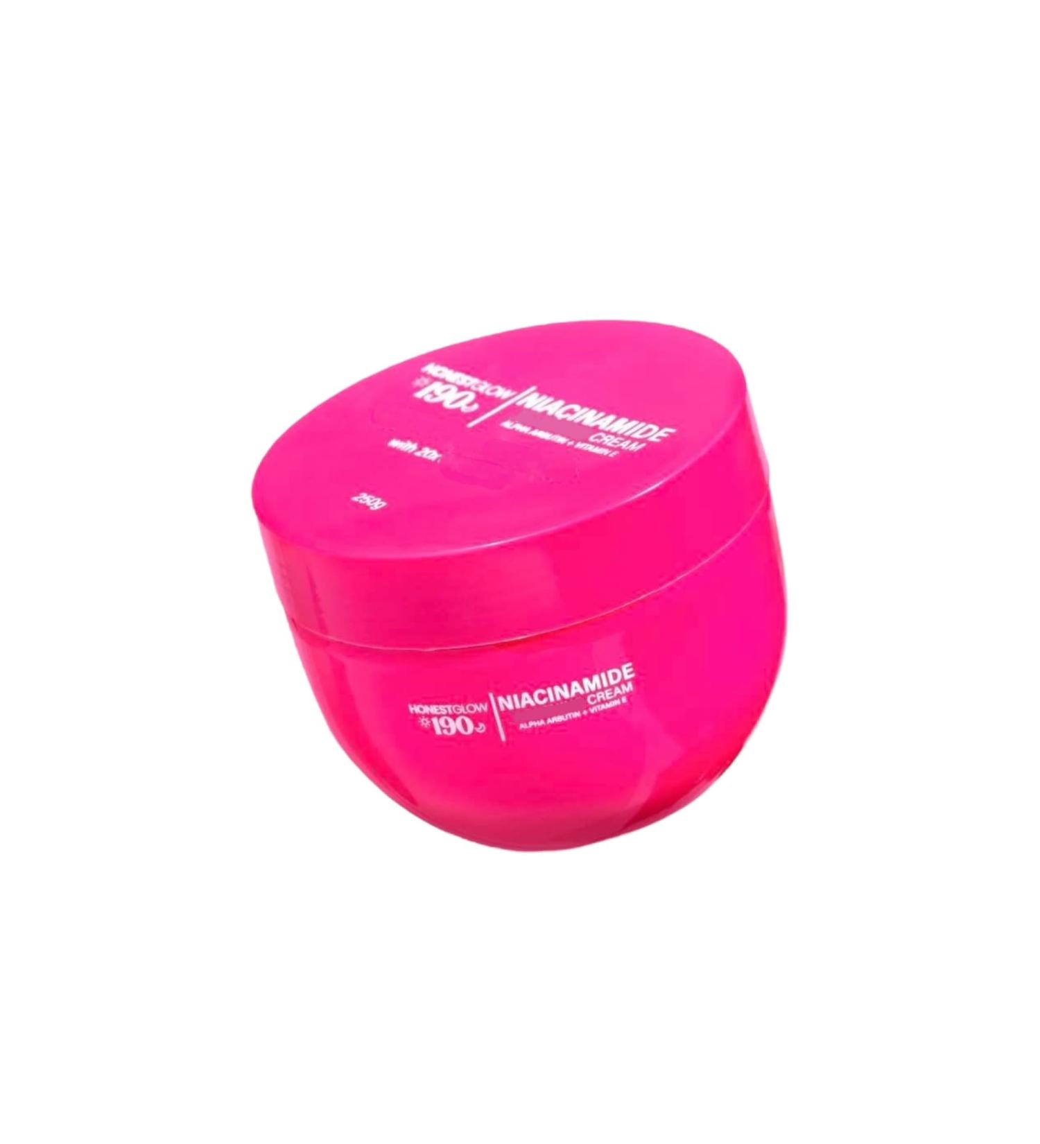 HONESTGLOW 190 Niacinamide Cream with Alpha Arbutin & Vitamin E 250g | Daily Moisturizing Cream for Smooth and Even-Looking Skin | Gentle Formula for Face and Body