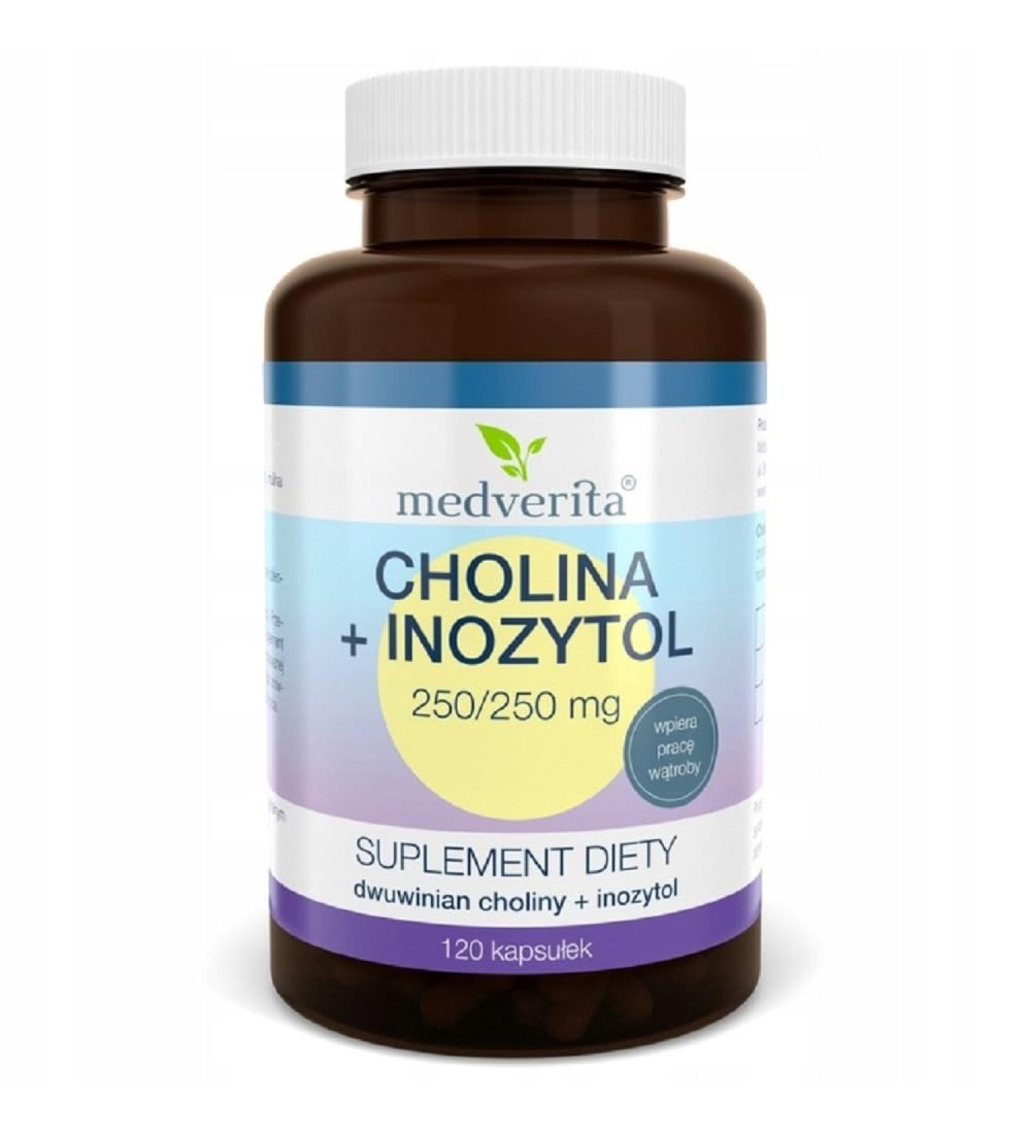 Medverita Choline + Inositol 250/250mg - Supports Liver Function - Dietary Supplement - 120 Capsules - 1 Capsule Daily - Buy Online on GoSupps.com