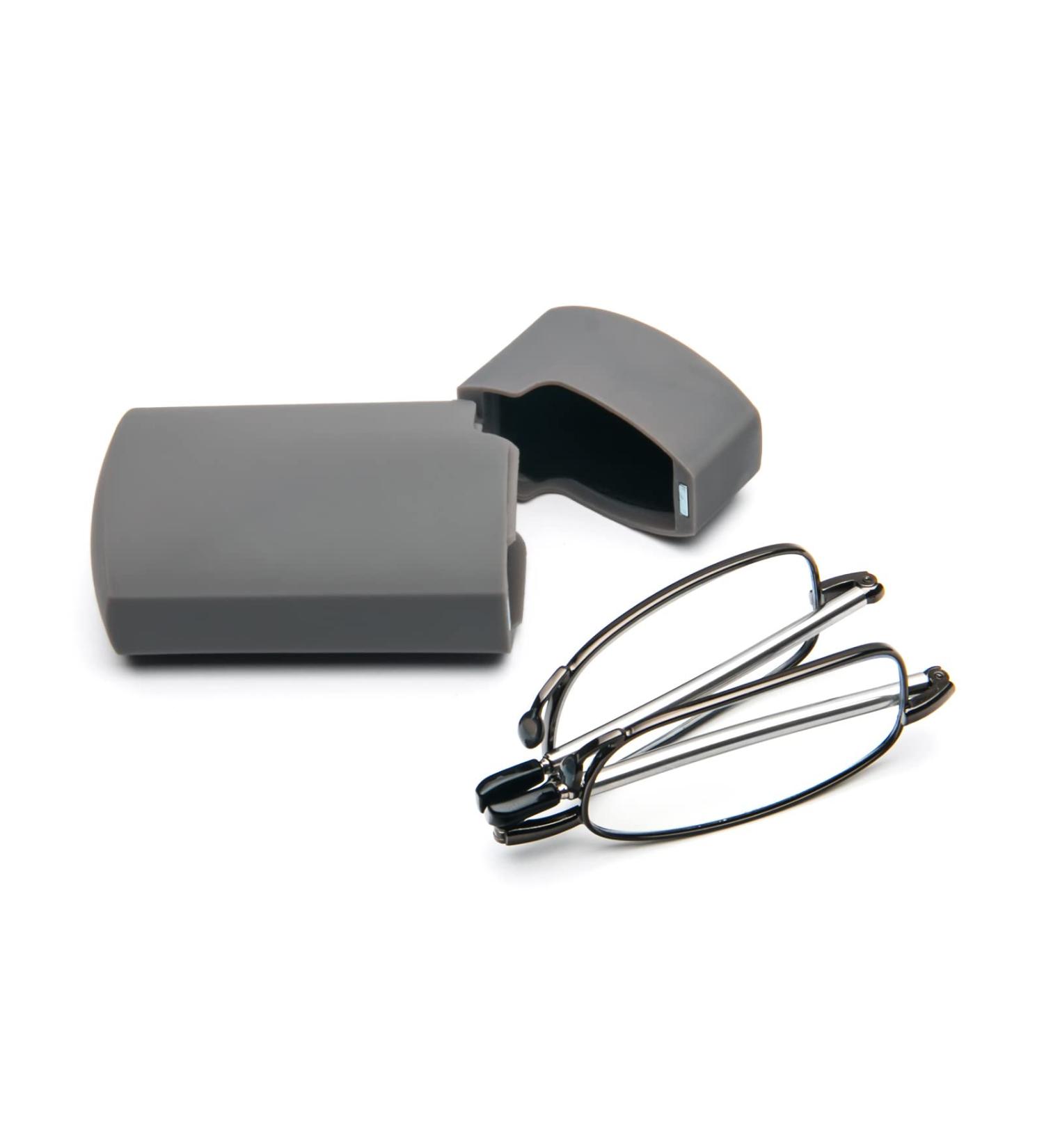 Cokobin Foldable Stainless Steel Reading Glasses | Mini Anti-Blue Light Aid for Men & Women | Hard Shell Case Included | Gray +1.0 - Buy Online on GoSupps.com