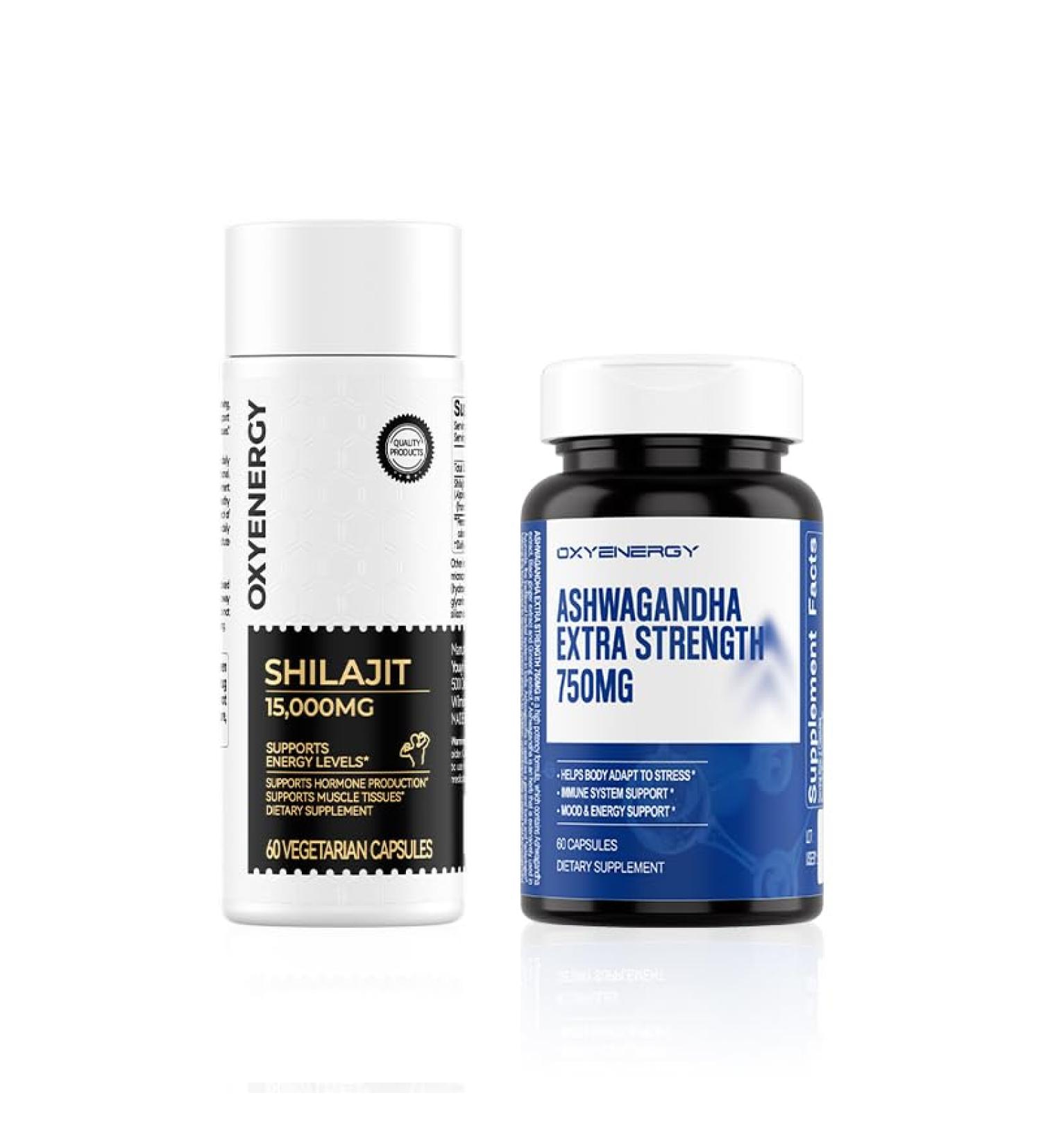 OxyEnergy Shilajit and Ashwagandha 60 Capsules - Buy Online on GoSupps.com