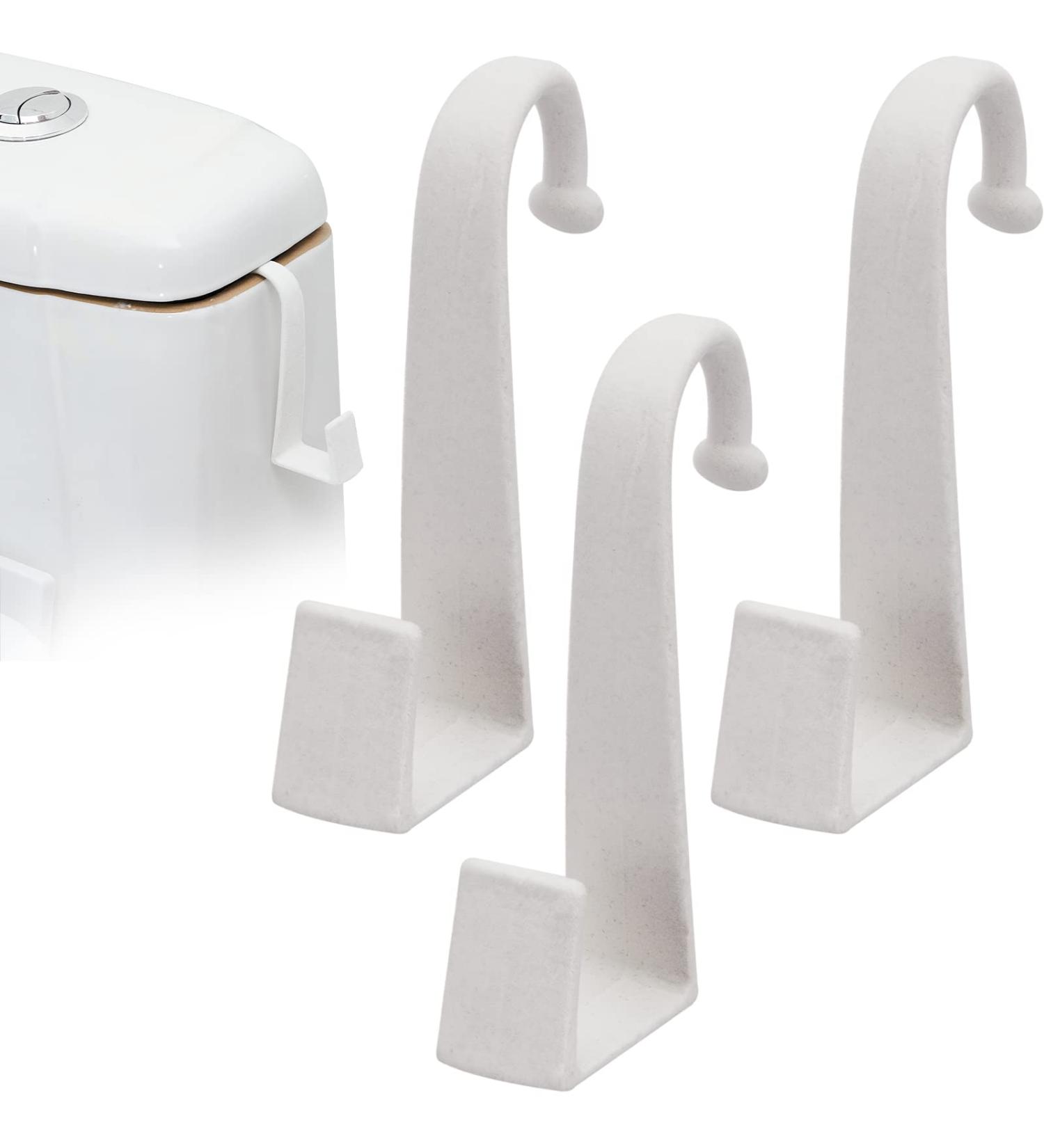 Potty Seat Hook - 3 Piece Velvet No Drill Toilet Tank Holder for Training Seat - White - Buy Online on GoSupps.com