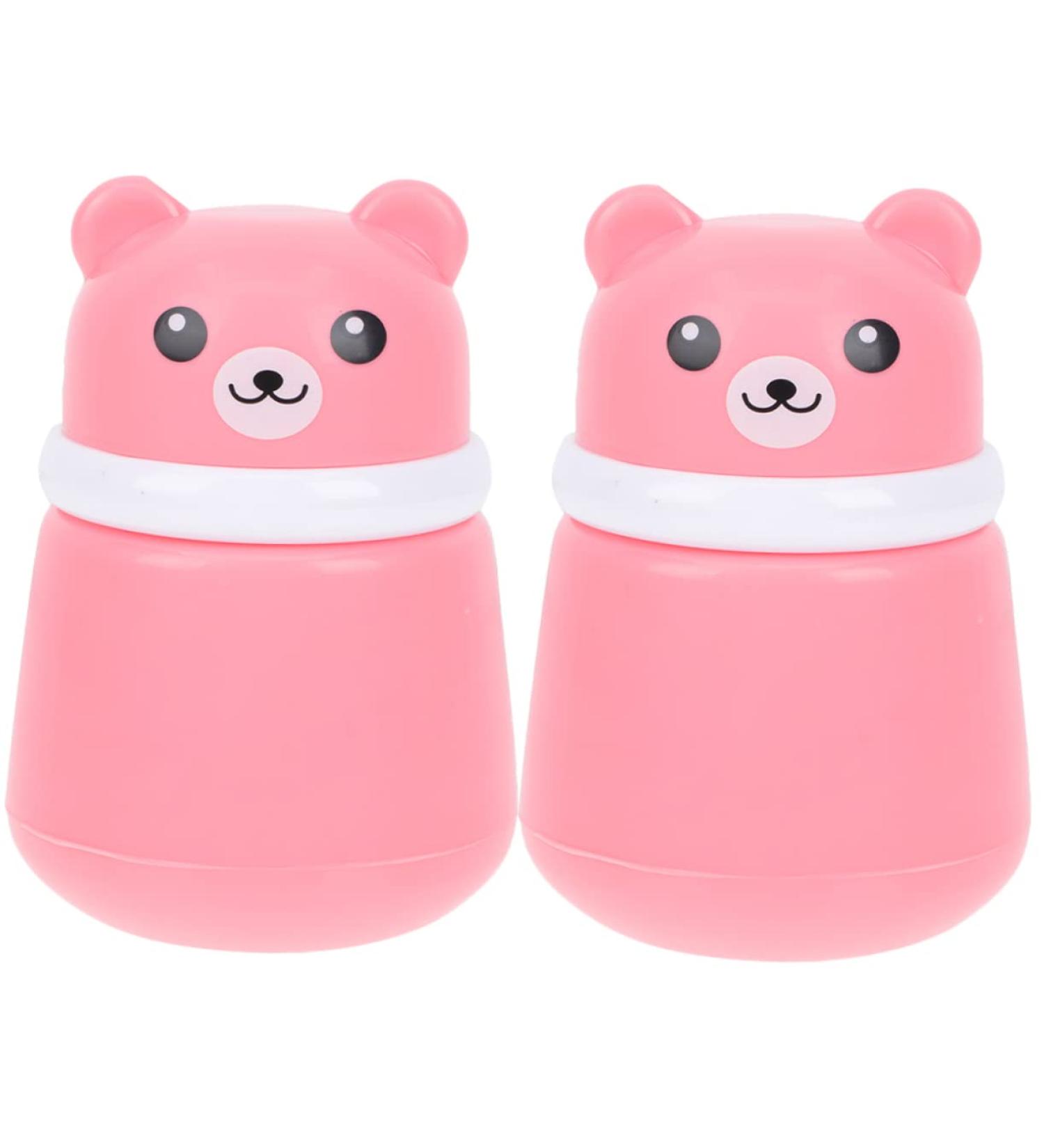 FRCOLOR 2pcs Baby Powder Box Set with Puff | Newborn Face Wash Dispenser | Talcum Powder Storage Box | Creative Pink Design - Buy Online on GoSupps.com