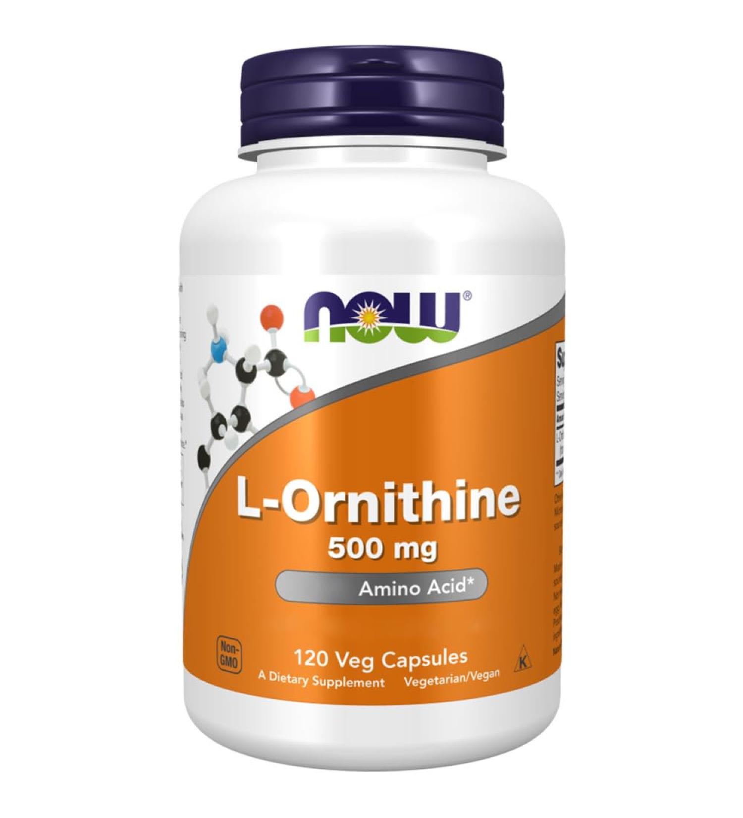 Now Foods L-Ornithine 500mg 120 Vegan Capsules | Lab-Tested Amino Acid | Gluten-Free, Soy-Free, Vegetarian - Buy Online on GoSupps.com