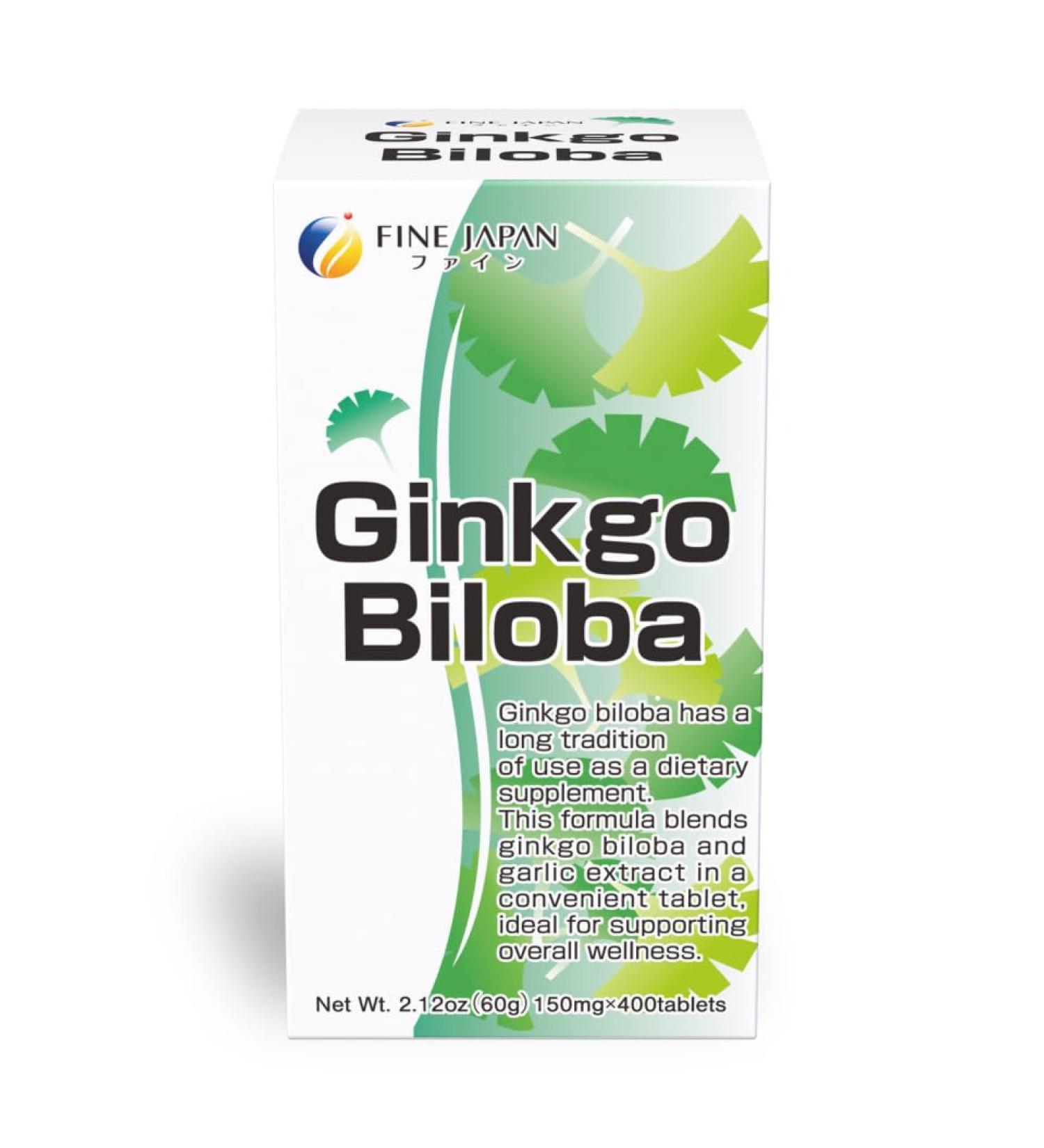 FINE JAPAN Ginkgo Biloba Leaf Extract Tablets, 400 Tablets, with Garlic Extract and B Vitamins for Daily Vitality Support 60g(150mg 400tablets) - Buy Online on GoSupps.com