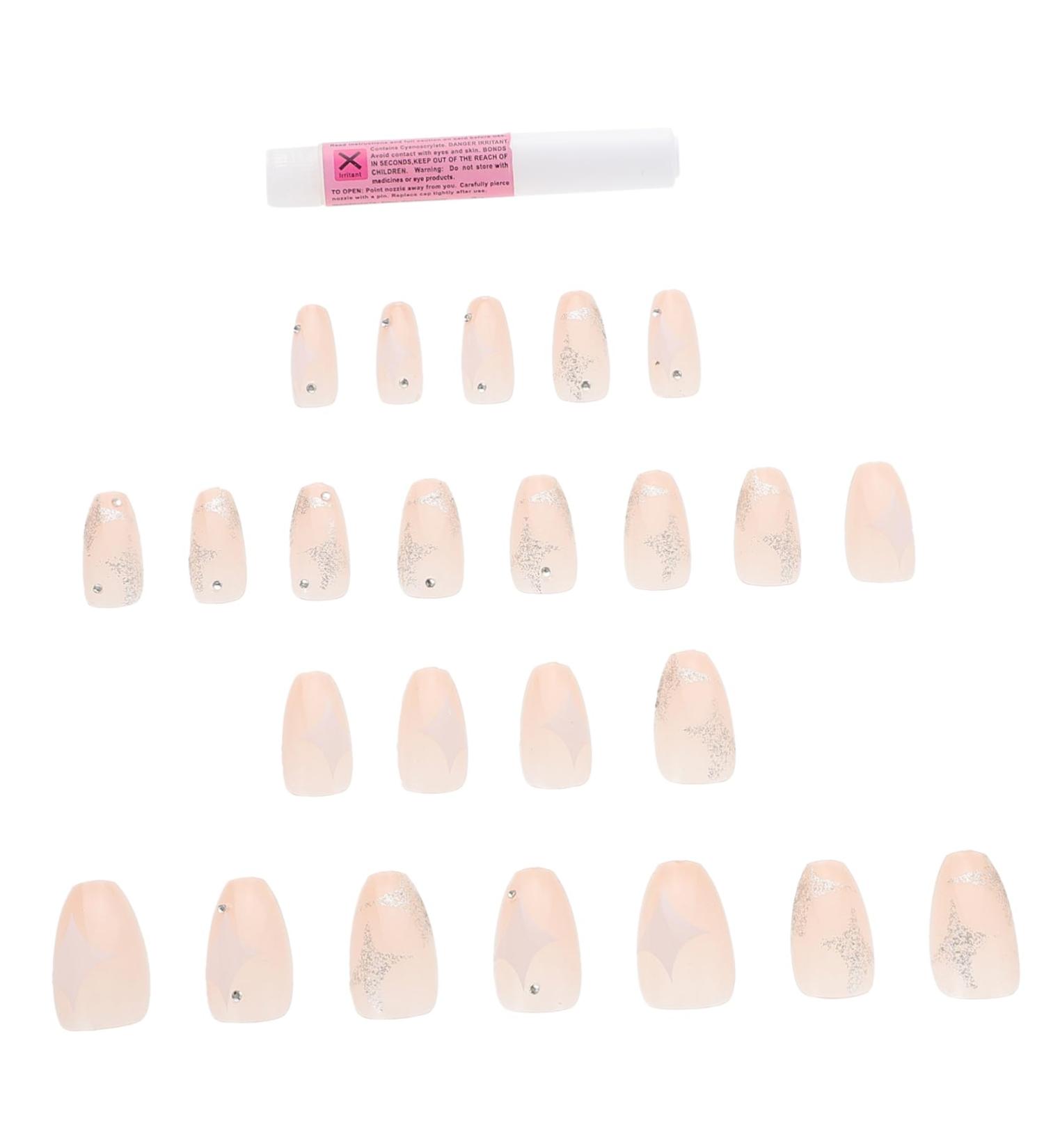 PLAFOPE 1 Set Nail Patch Fake Nails Nail Decorations for Nail Art Full Cover Nails Salon Diy Nail Decor False Nails Tips Fake Nails French Manicure X4 Supplies Plastic Pink - Buy Online on GoSupps.com