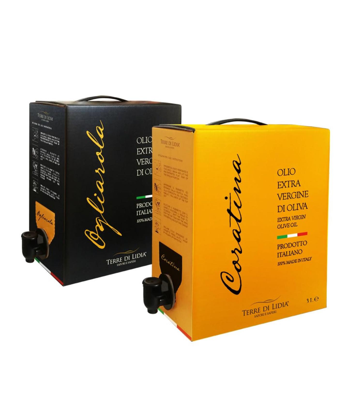 Terre di Lidia - 2 Pieces - Extra Virgin Olive Oil - Spineto + Mor - 2 x Bag in Box 3L - 100% Italian Product - Coratina + Ogliarola - 2021/2022 Campaigns - Buy Online on GoSupps.com