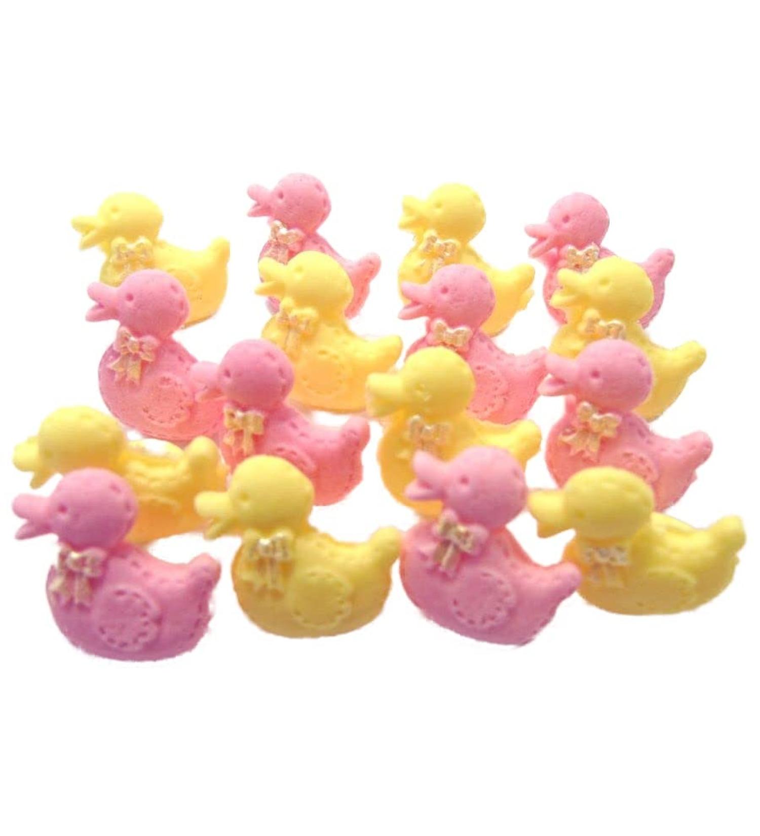 16 Edible Baby Ducks Cupcake Toppers ( 8 Pink 8 Yellow)