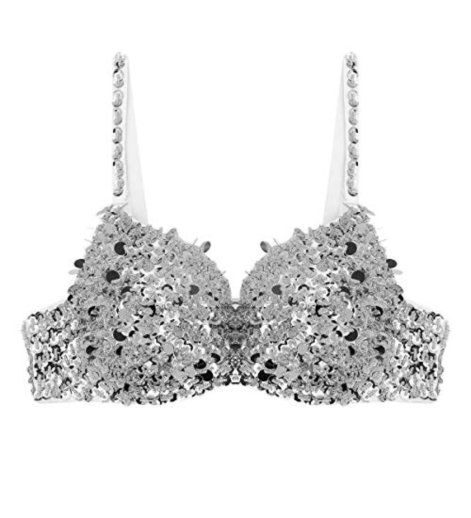 Kvysinly Women's Sparkle Belly Dance Costume Bra Top - Silver Medium - Buy Online on GoSupps.com