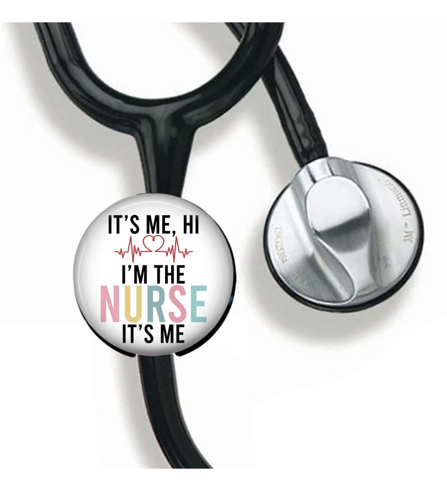 I'm The Nurse It's me Stethoscope Tag Personalized Nurse Doctor Stethoscope ID Tag Customized Medical Stethoscope Name Tag with Writable Surface-Black
