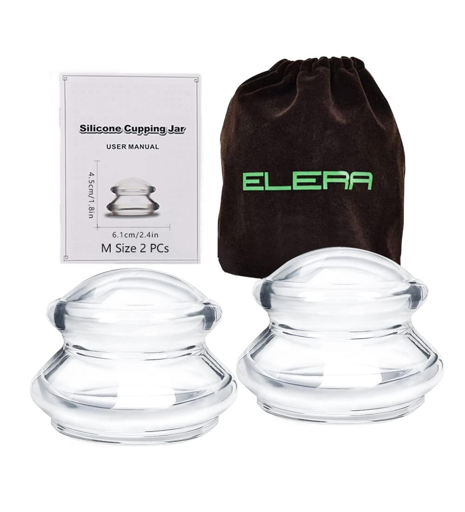 ELERA Silicone Cupping Therapy Set for Joint Pain Relief - 2 Piece Chinese Massage Cups for Body Massage - Buy Online on GoSupps.com