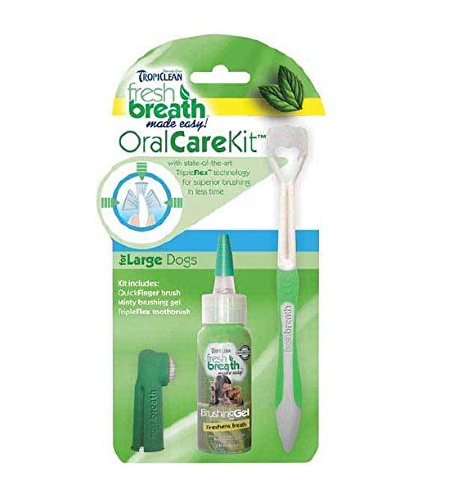 Tropiclean Fresh Breath Dog Oral Care Kits Fight Tartar Plaque Bulk Available!(Large 1 Kit) 1 Kit 1 count (Pack of 1)
