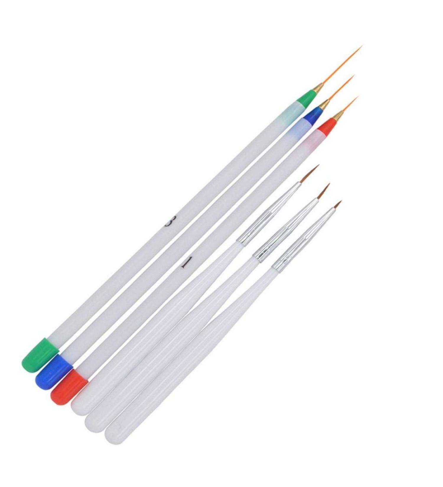 Nail Art Pen Brush Light Therapy Pen 6 UV Gel Acrylic Fake Tips Nail Brush Set Flower Pen Fan Pen for Beginners Dizziness Pen White - Buy Online on GoSupps.com