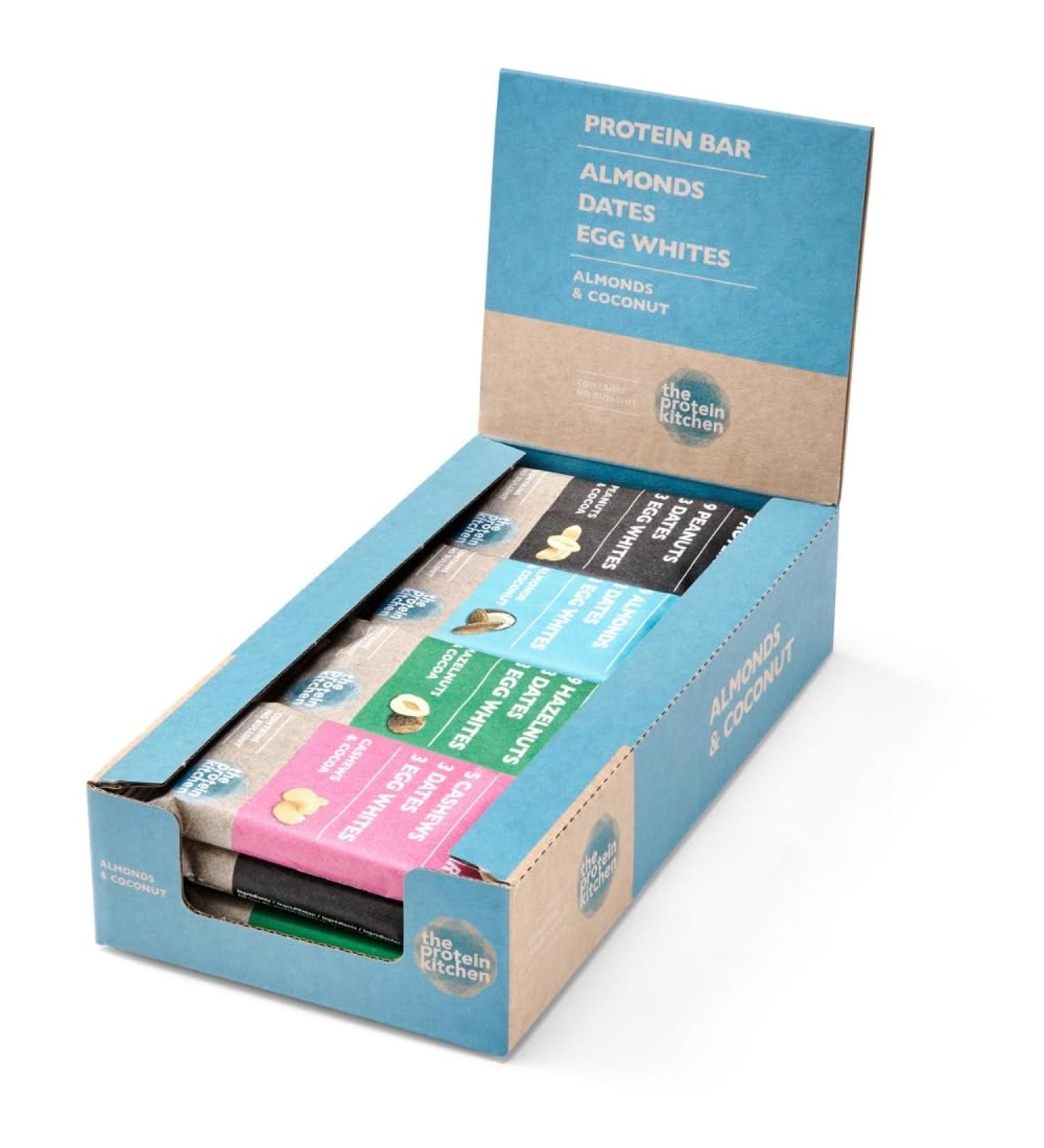 Buy Natural Protein Bars - Sugar-Free Additive-Free Snack (12x55g Mix Box) - Delicious Dates Egg Whites & Cocoa - Buy Online on GoSupps.com