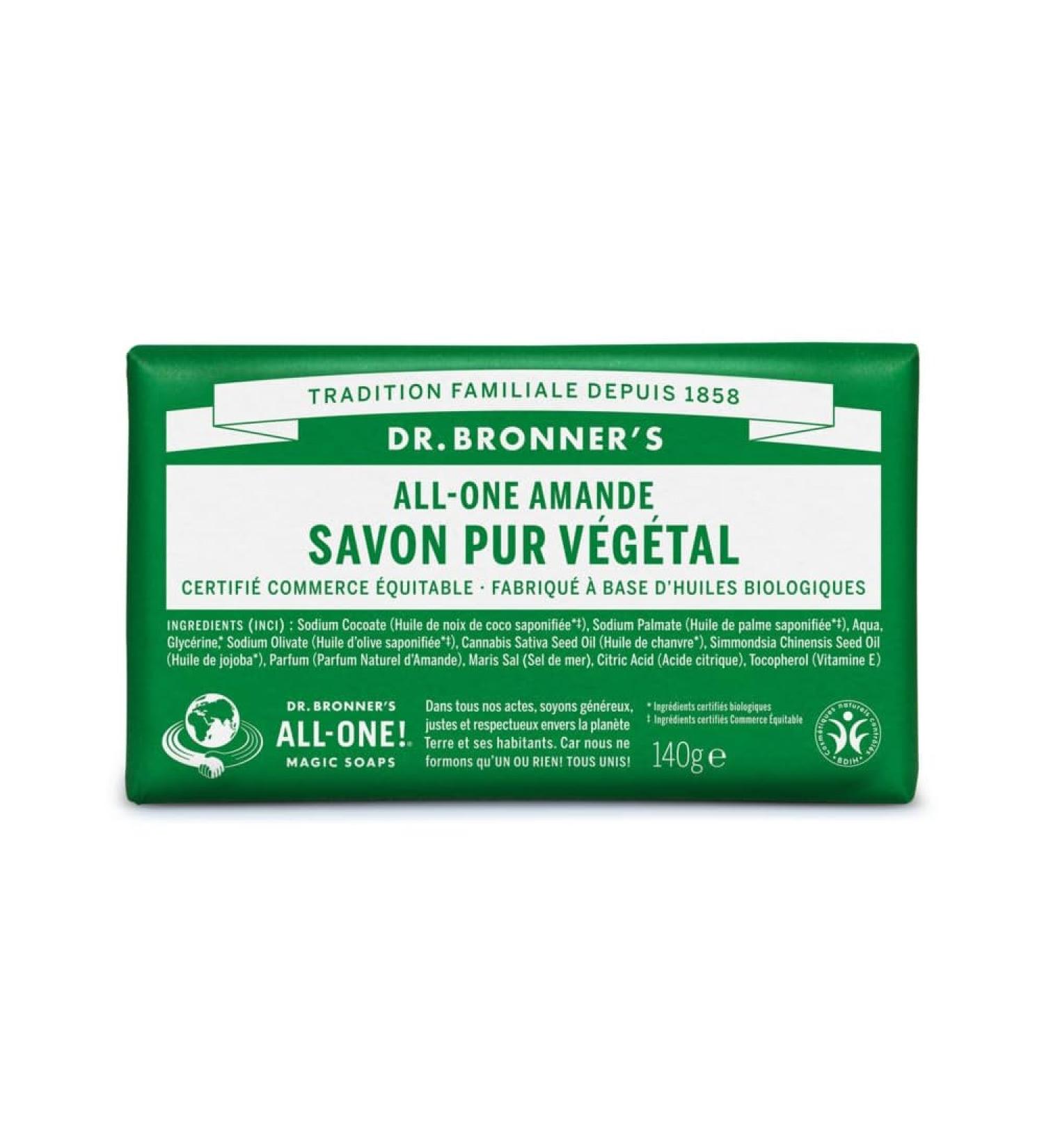  Dr. Bronner's Dr. Bronner's Almond Soap Bar 140g - Buy Online on GoSupps.com
